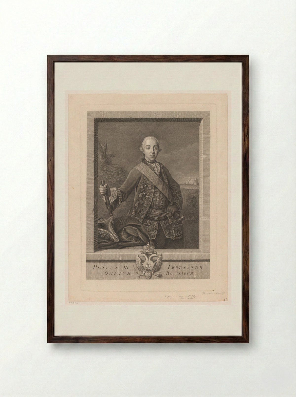 Portret van Peter III van Rusland - Johann Christoph Teucher - Framed Print Dark Wood