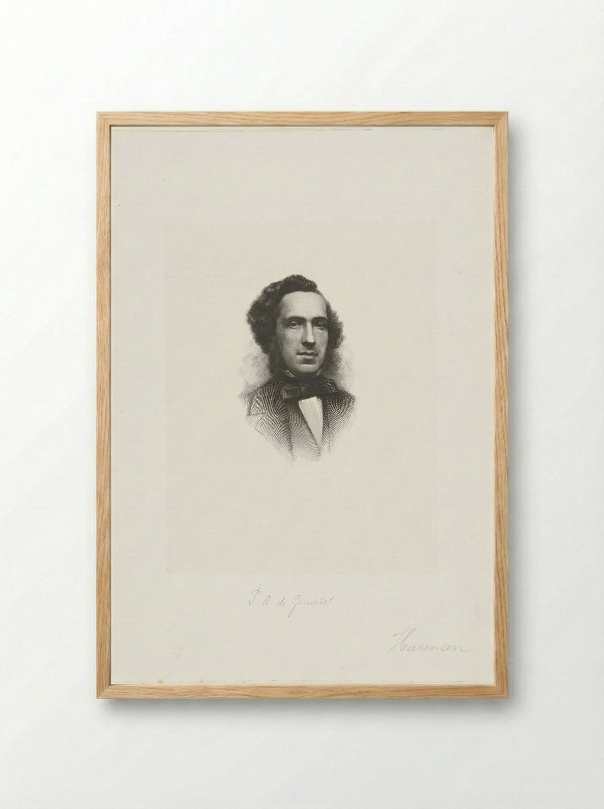 Portret van Petrus Augustus de Genestet - Petrus Johannes Arendzen - Framed Print Wood