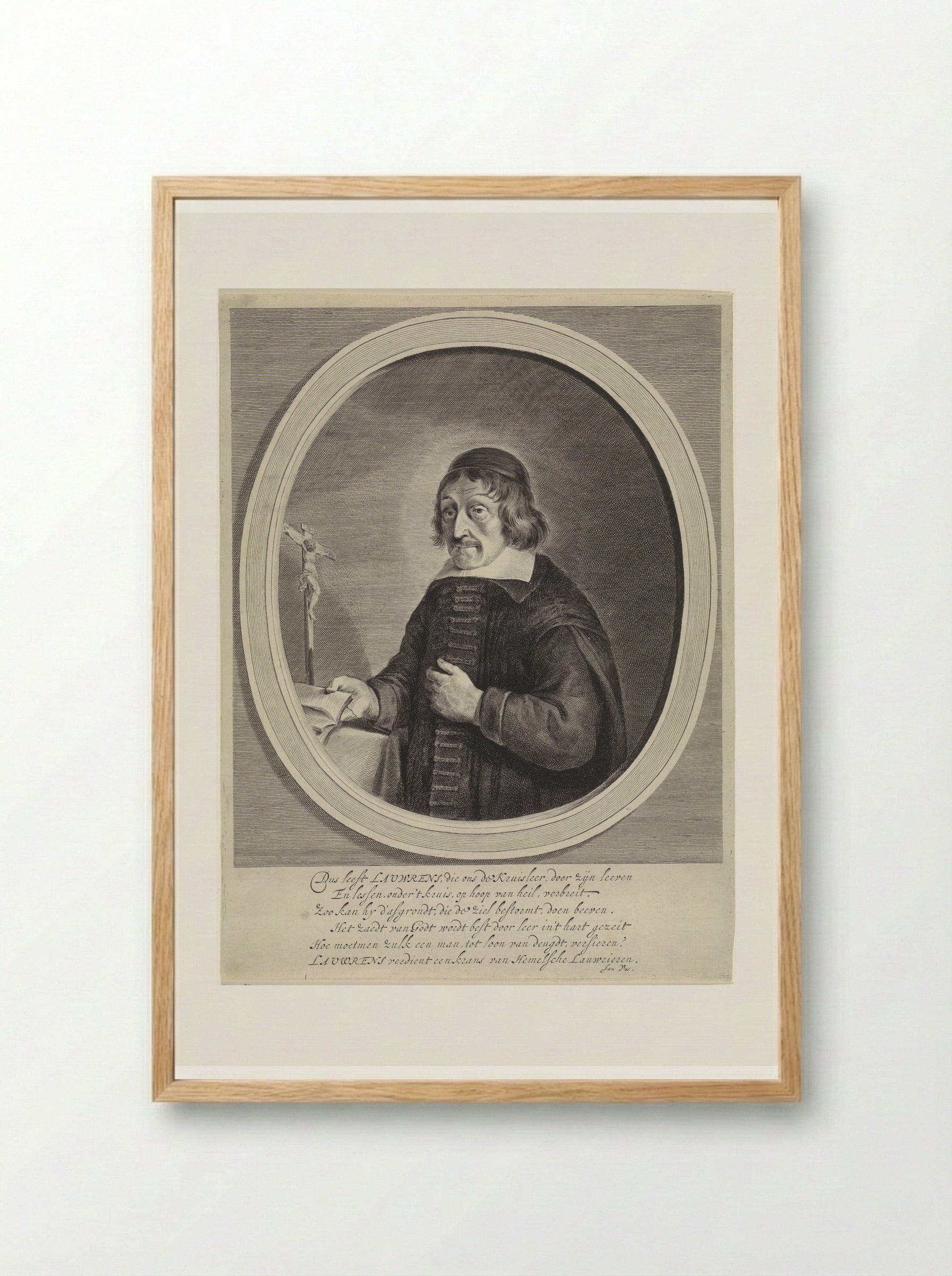 Portret van Petrus Laurentius - Theodor Matham - Framed Print Wood