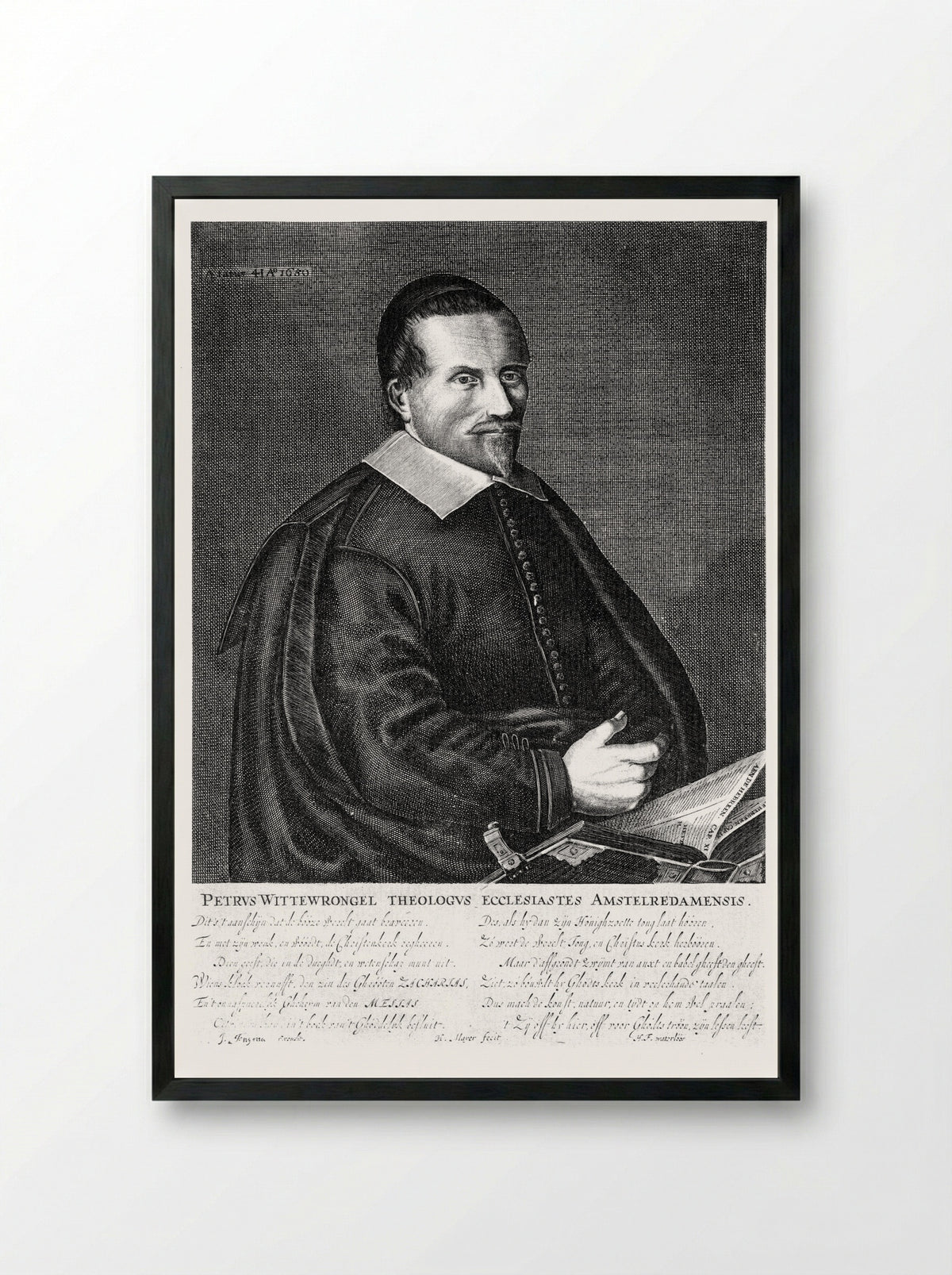 Portret van Petrus Wittewrongel - Harmen de Mayer - Framed Print Black
