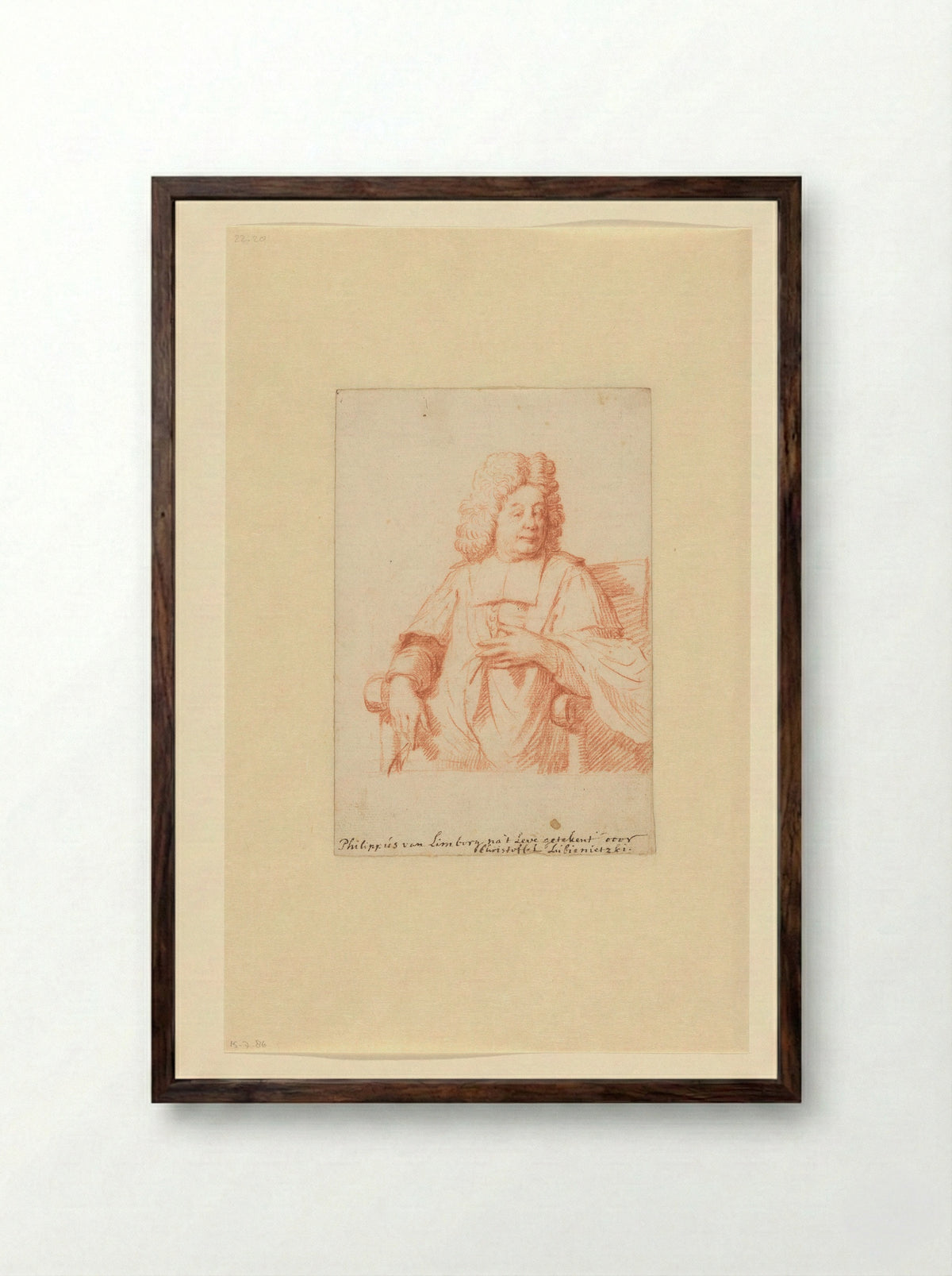 Portret van Philippus van Limborch - Christoffel Lubienitzki - Framed Print Dark Wood