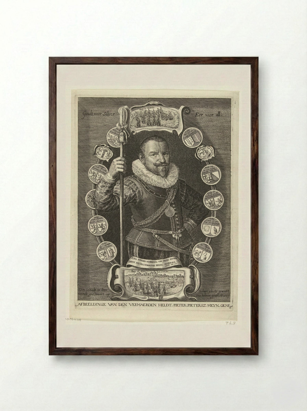 Portret van Piet Hein - Crispijn van de Passe (II) - Framed Print Dark Wood
