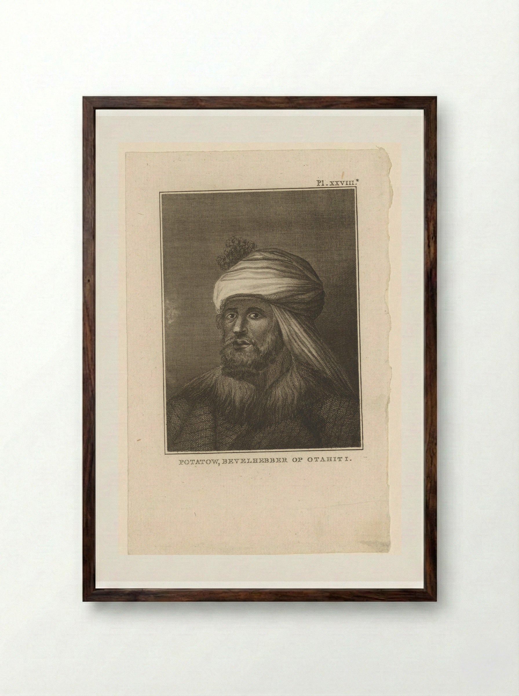 Portret van Potatow, bevelhebber op Tahiti - Various Artists - Framed Print Dark Wood