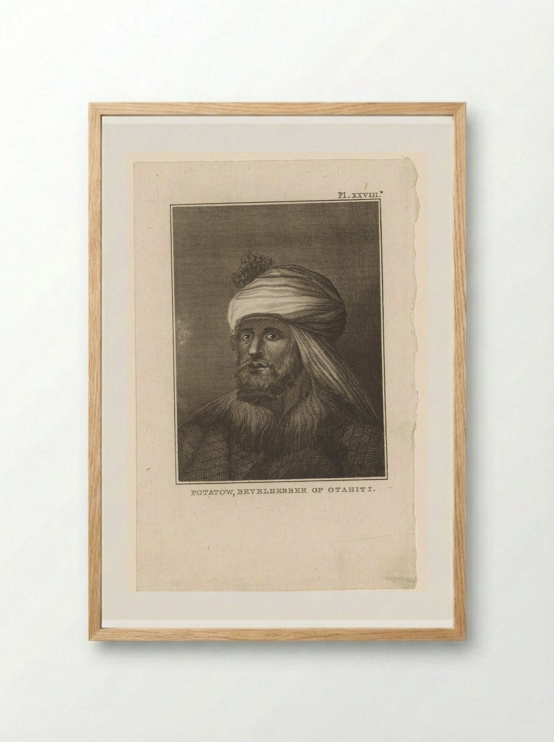 Portret van Potatow, bevelhebber op Tahiti - Various Artists - Framed Print Wood