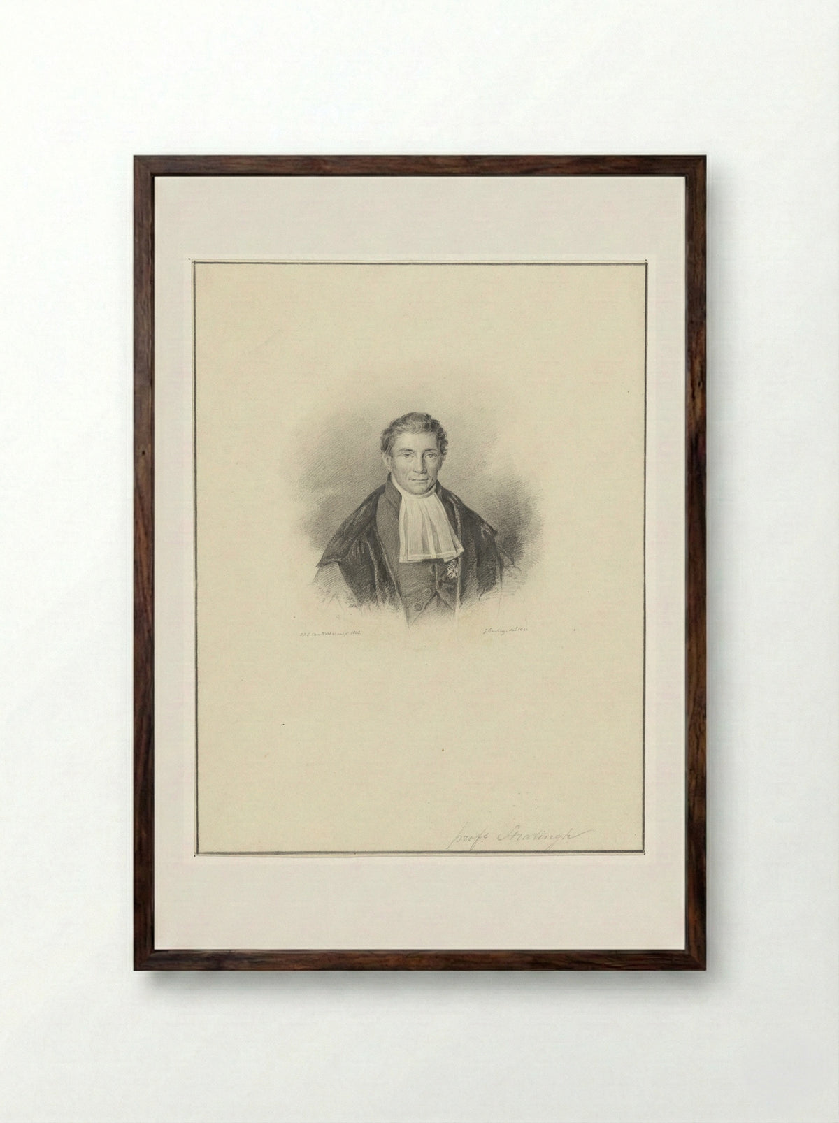 Portret van Professor Sib. Stratingh - Jan Ensing - Framed Print Dark Wood