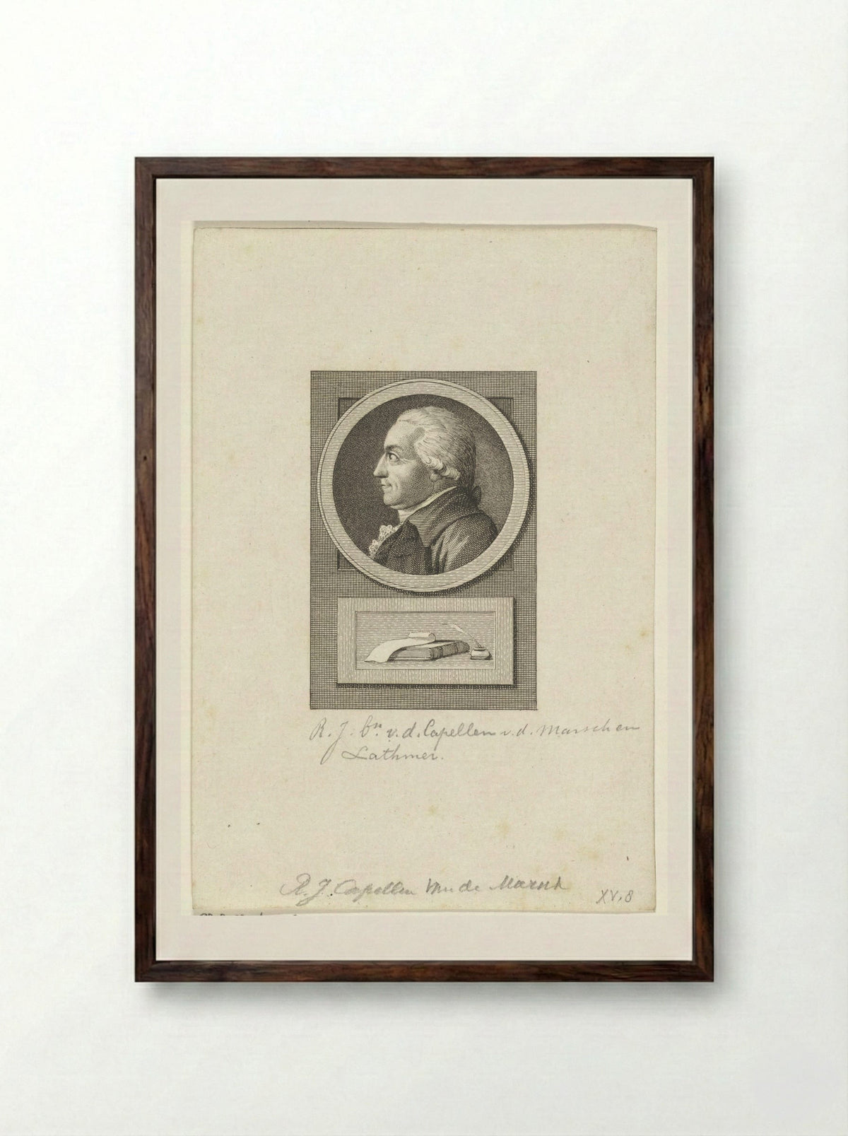 Portret van Robert Jasper van der Capellen - Reinier Vinkeles - Framed Print Dark Wood
