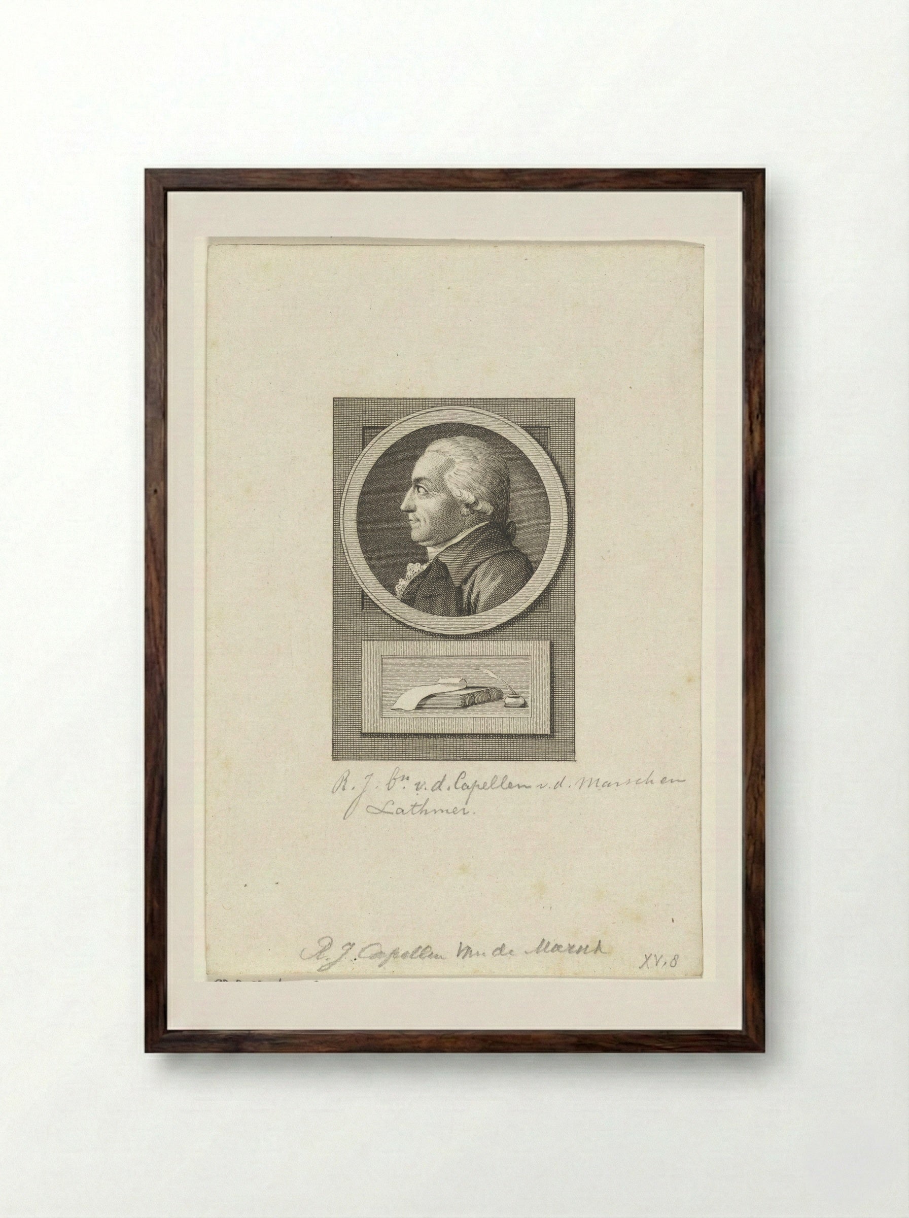 Portret van Robert Jasper van der Capellen - Reinier Vinkeles - Framed Print Dark Wood