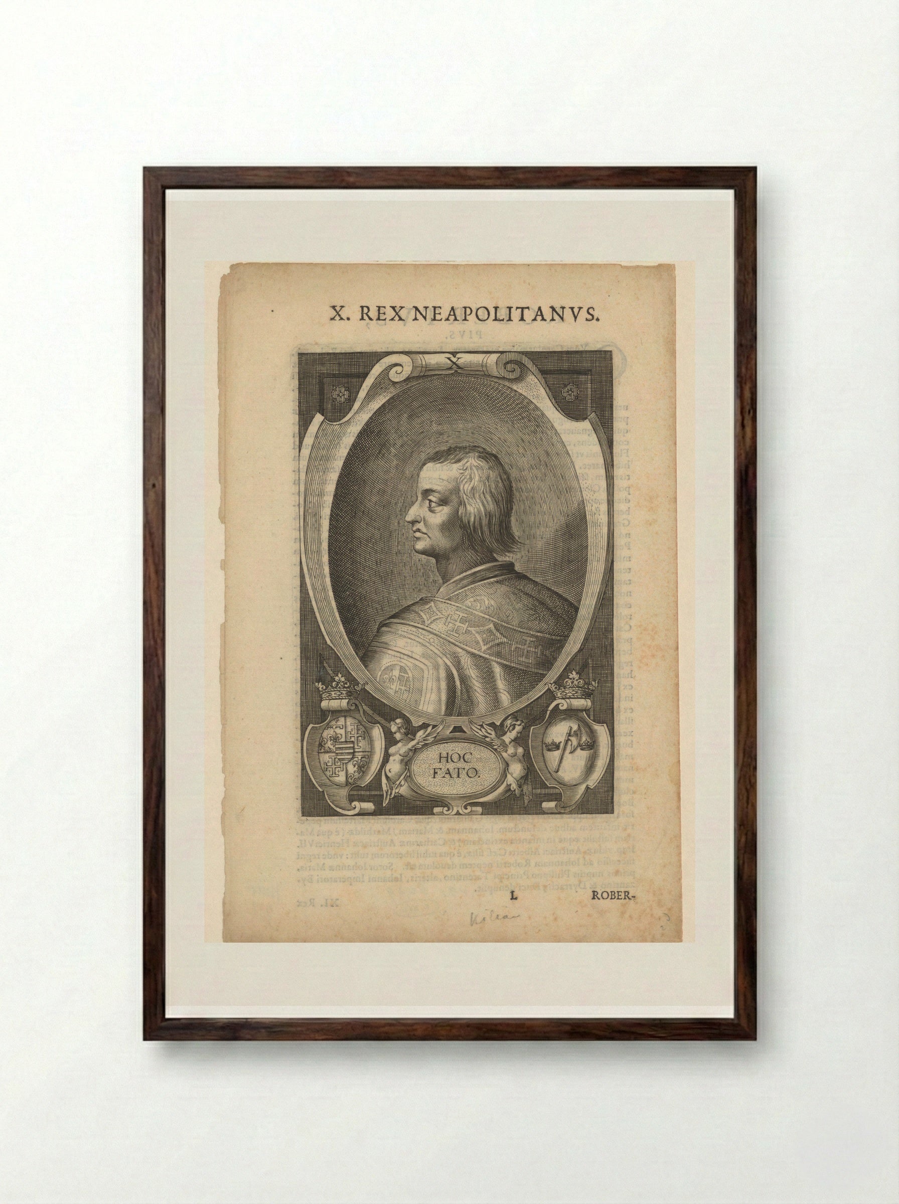 Portret van Robert, koning van Napels - Lucas Kilian - Framed Print Dark Wood
