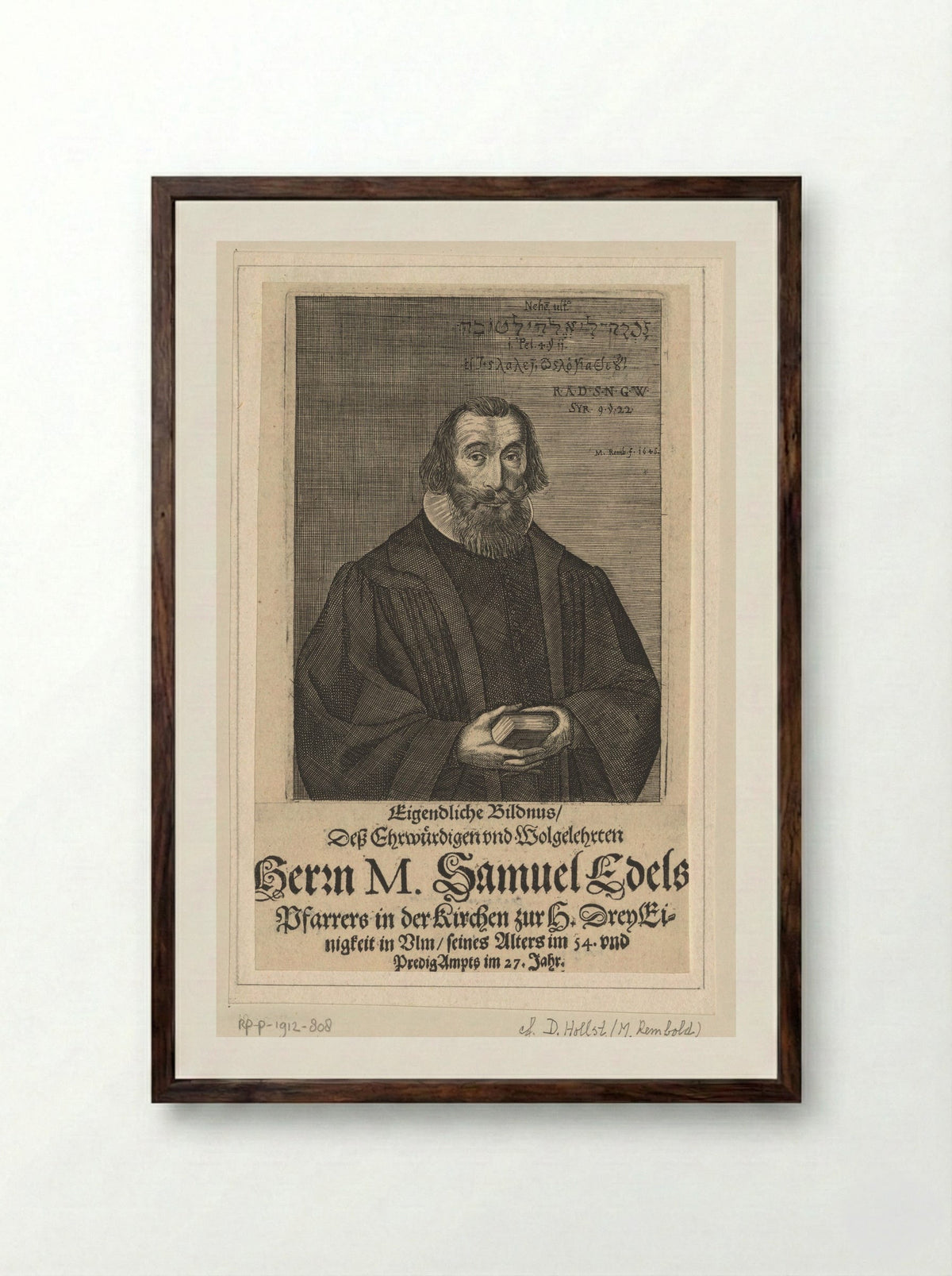 Portret van Samuel Edel - Balthasar Kühnen - Framed Print Dark Wood