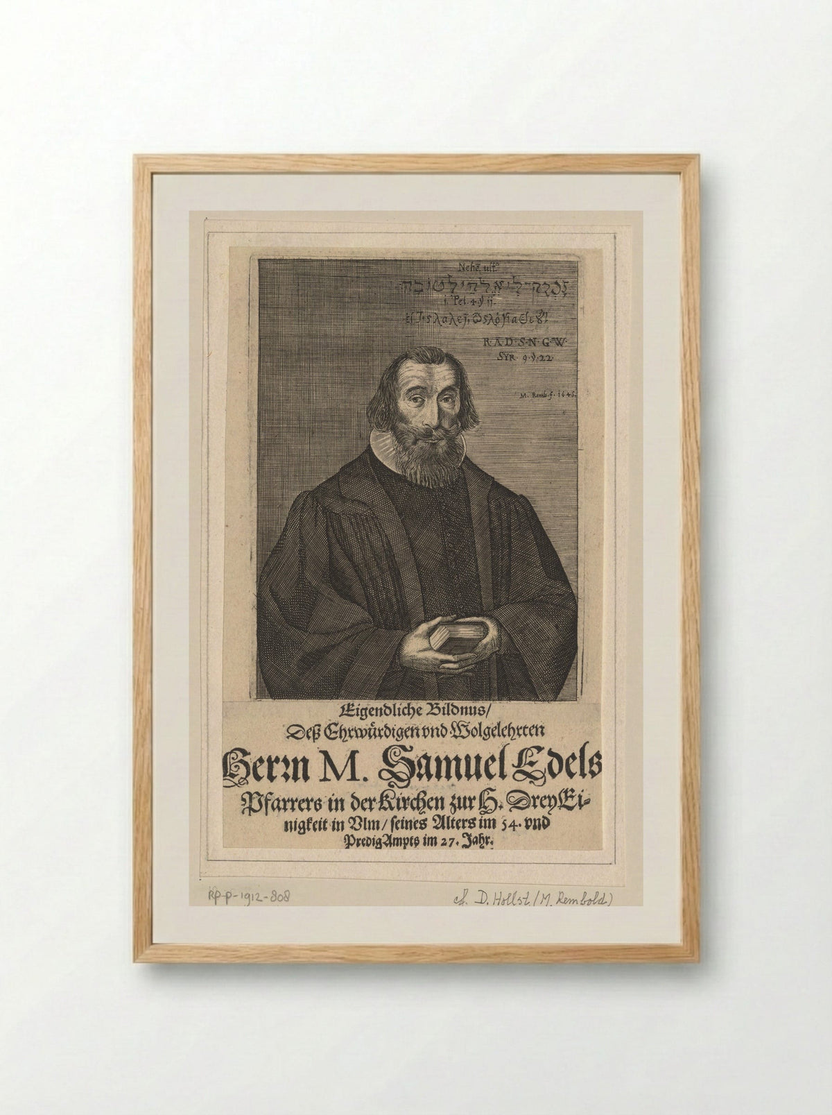 Portret van Samuel Edel - Balthasar Kühnen - Framed Print Wood