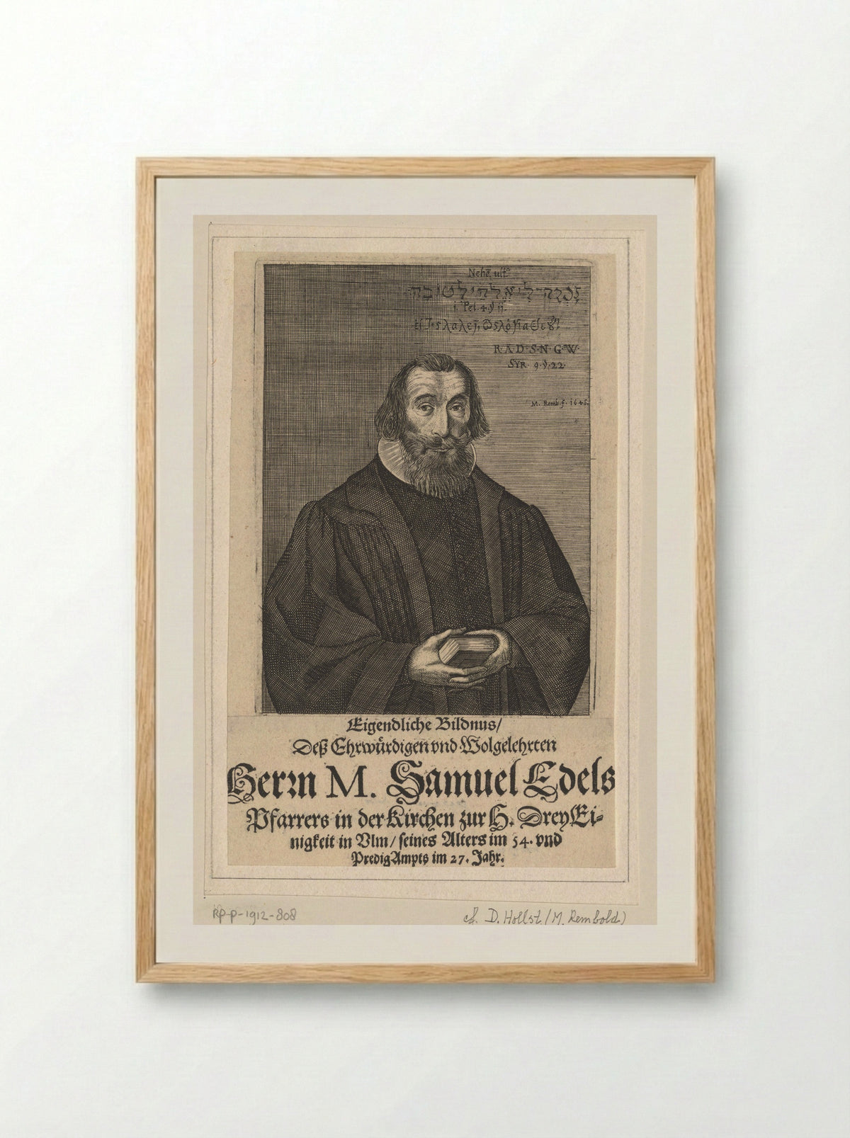 Portret van Samuel Edel - Balthasar Kühnen - Framed Print Wood