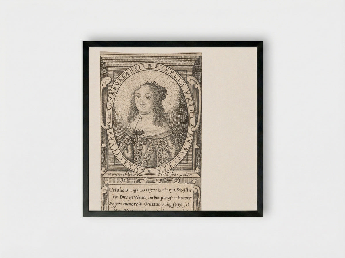 Portret van Sibylla Ursula von Braunschweig-Wolfenbüttel - Balthasar Kühn - Framed Print Black