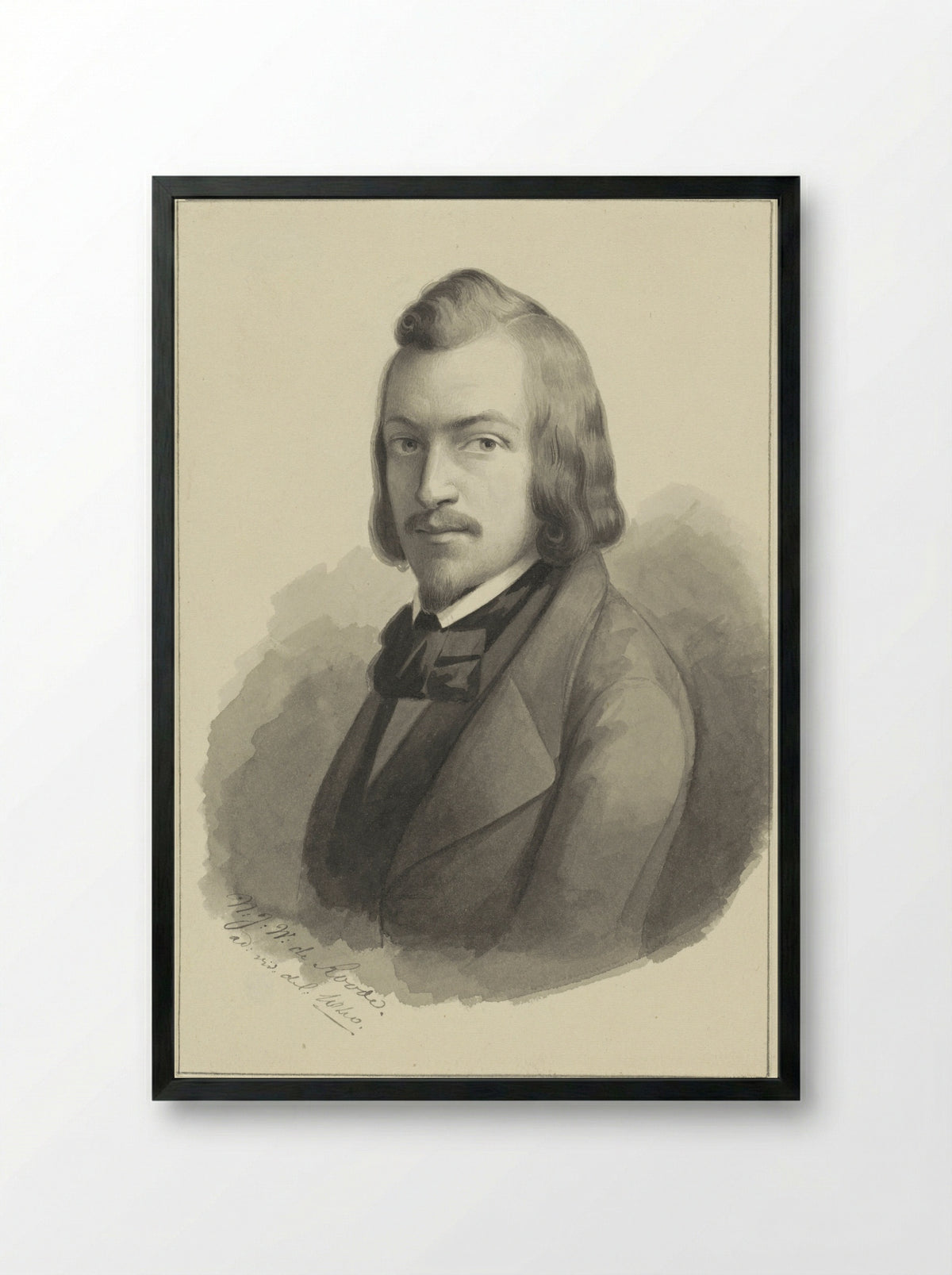 Portret van Theodoor Cornelis Reinier Huydecoper - Nicolaas Johannes Wilhelmus de Roode - Framed Print Black
