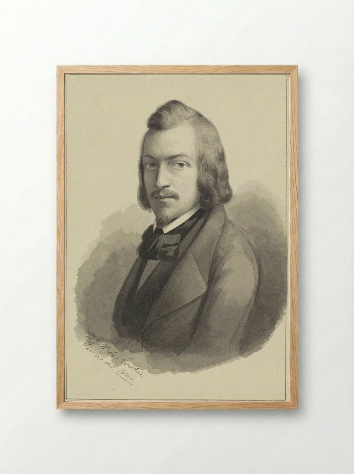 Portret van Theodoor Cornelis Reinier Huydecoper - Nicolaas Johannes Wilhelmus de Roode - Framed Print Wood