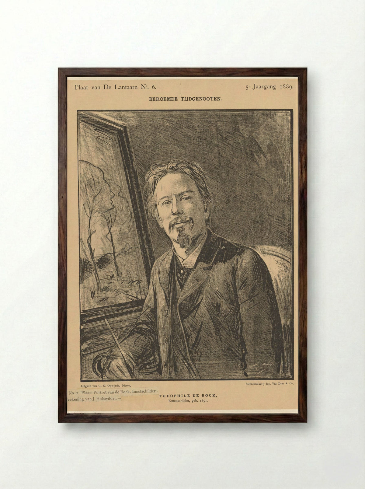 Portret van Theophile de Bock - Jan Holswilder - Framed Print Dark Wood