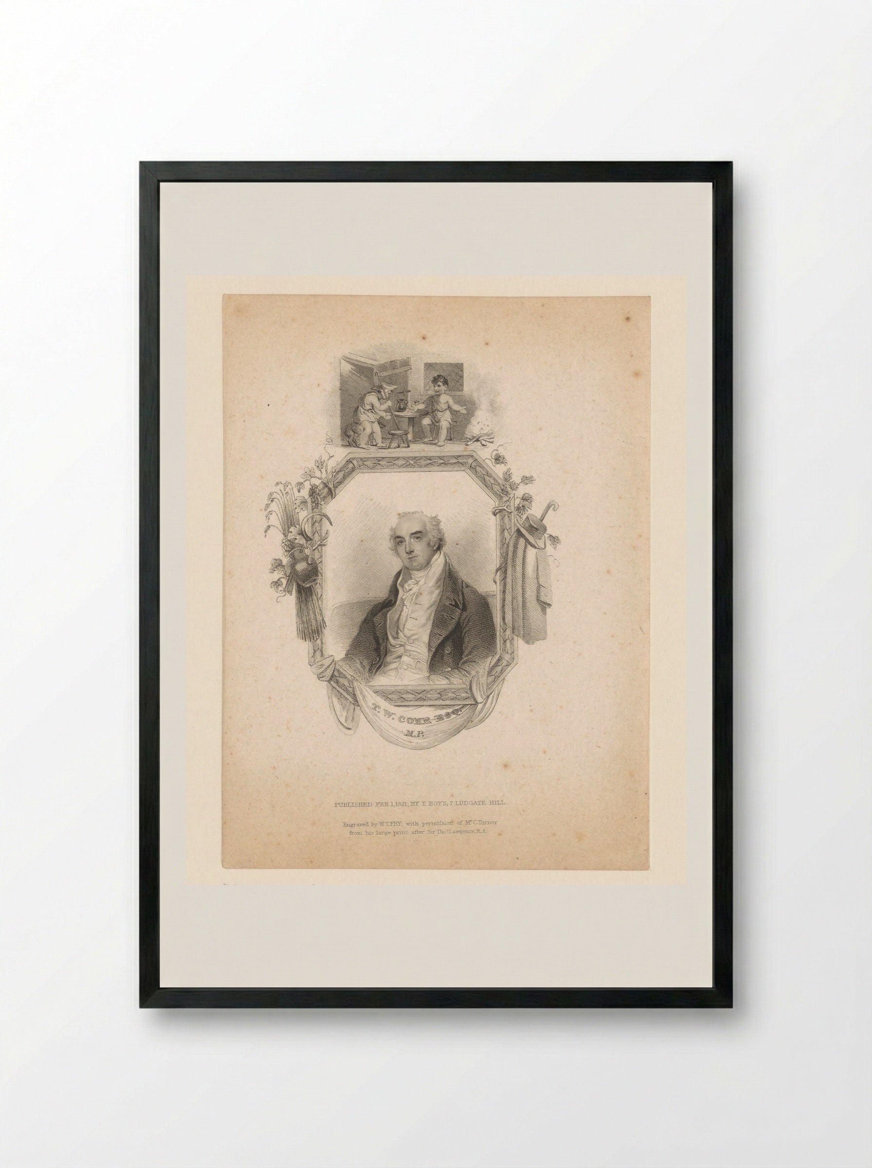 Portret van Thomas Coke - Charles Turner - Framed Print Black