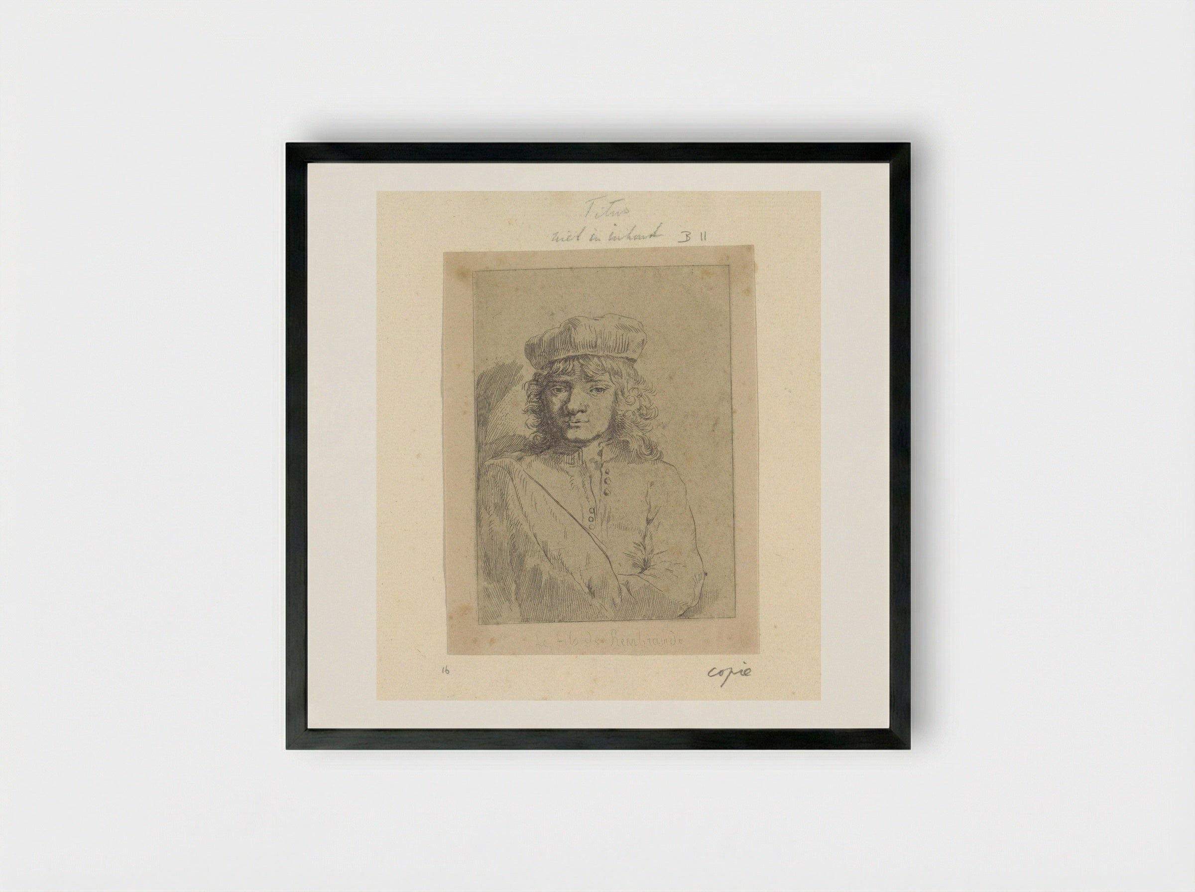 Portret van Titus (After Rembrandt) - Henry Louis Basan - Framed Print Black