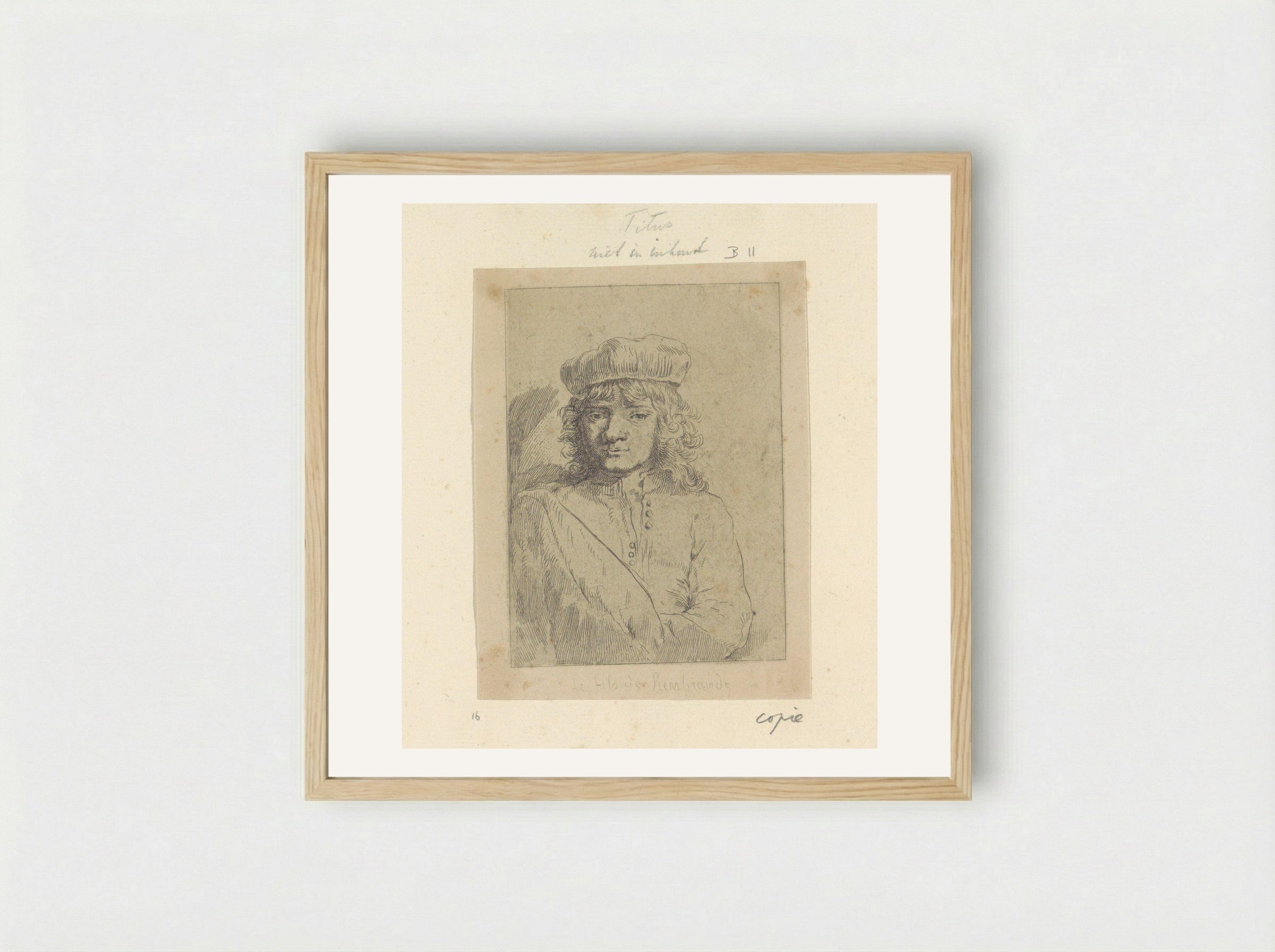 Portret van Titus (After Rembrandt) - Henry Louis Basan - Framed Print Wood