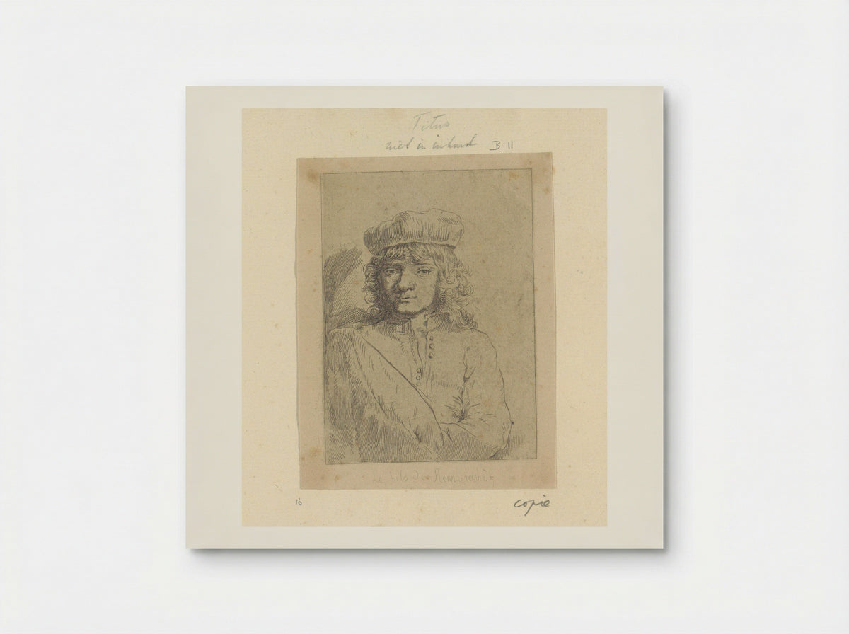 Portret van Titus (After Rembrandt) - Henry Louis Basan - Poster