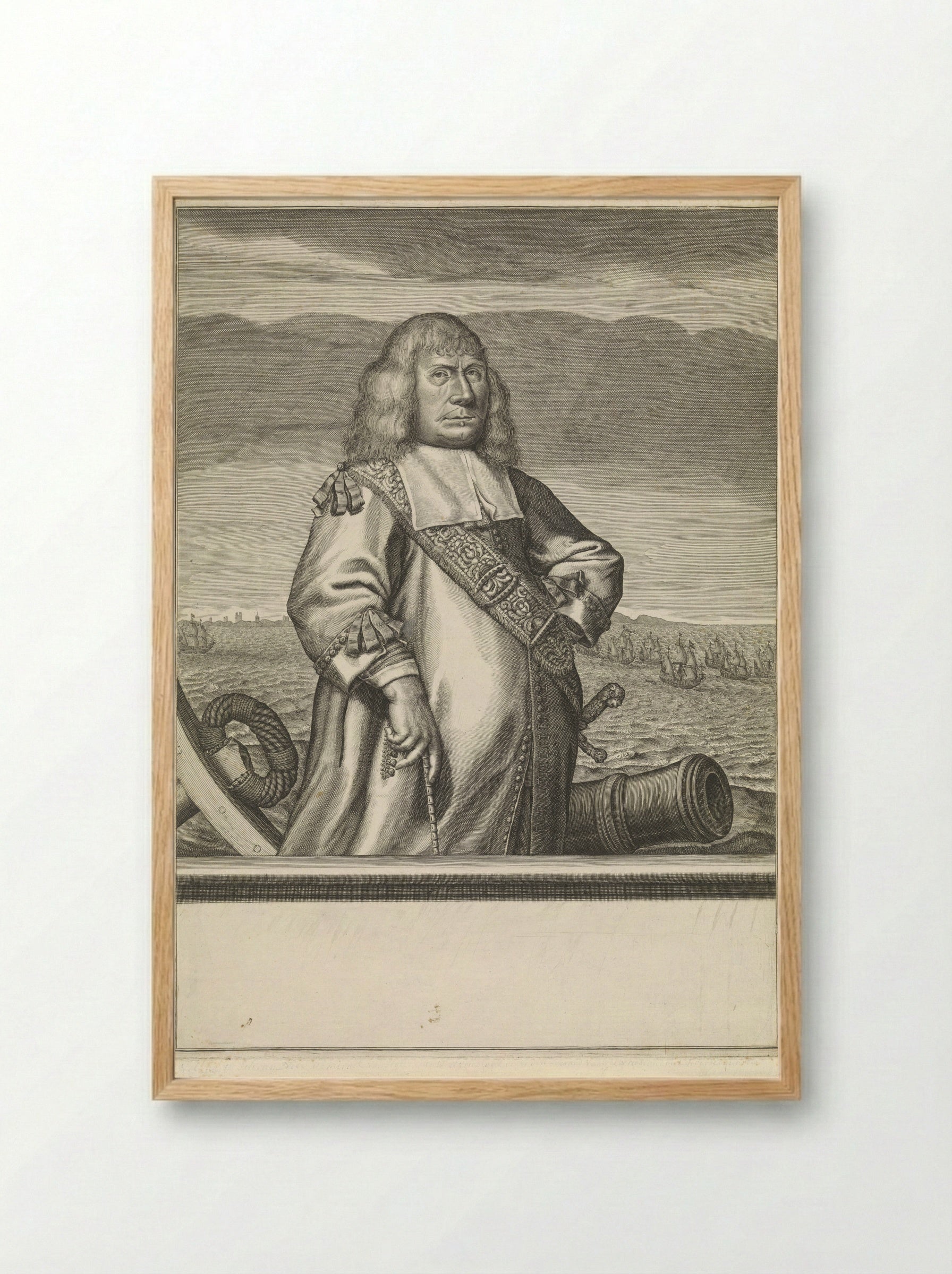 Portret van Volkert Schram, Vice-admiraal van Holland en West-Friesland - Jan Veenhuysen - Framed Print Wood