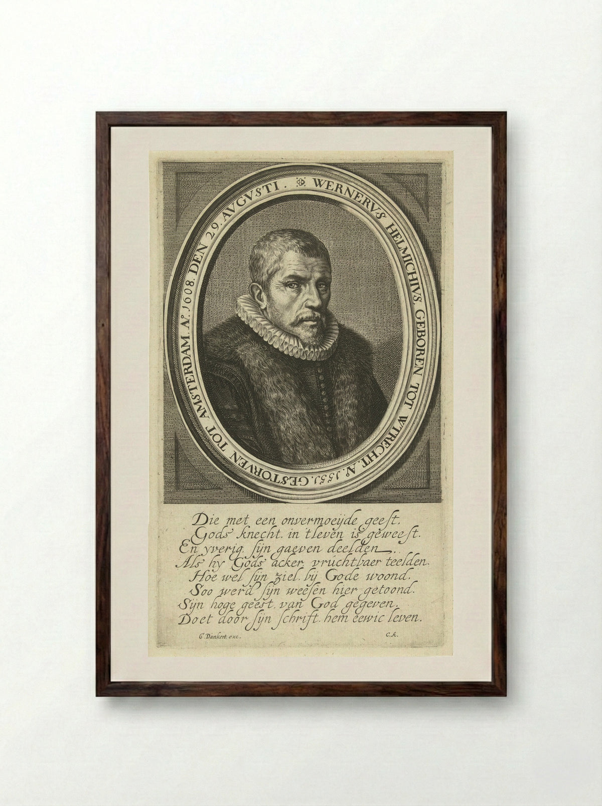 Portret van Werner Helmich - Cornelis Koning - Framed Print Dark Wood