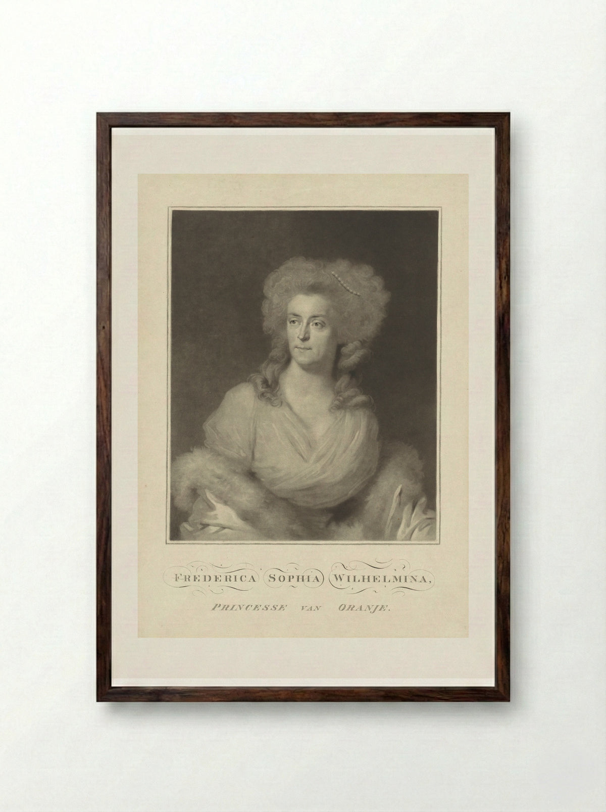 Portret van Wilhelmina van Pruisen - Charles Howard Hodges - Framed Print Dark Wood