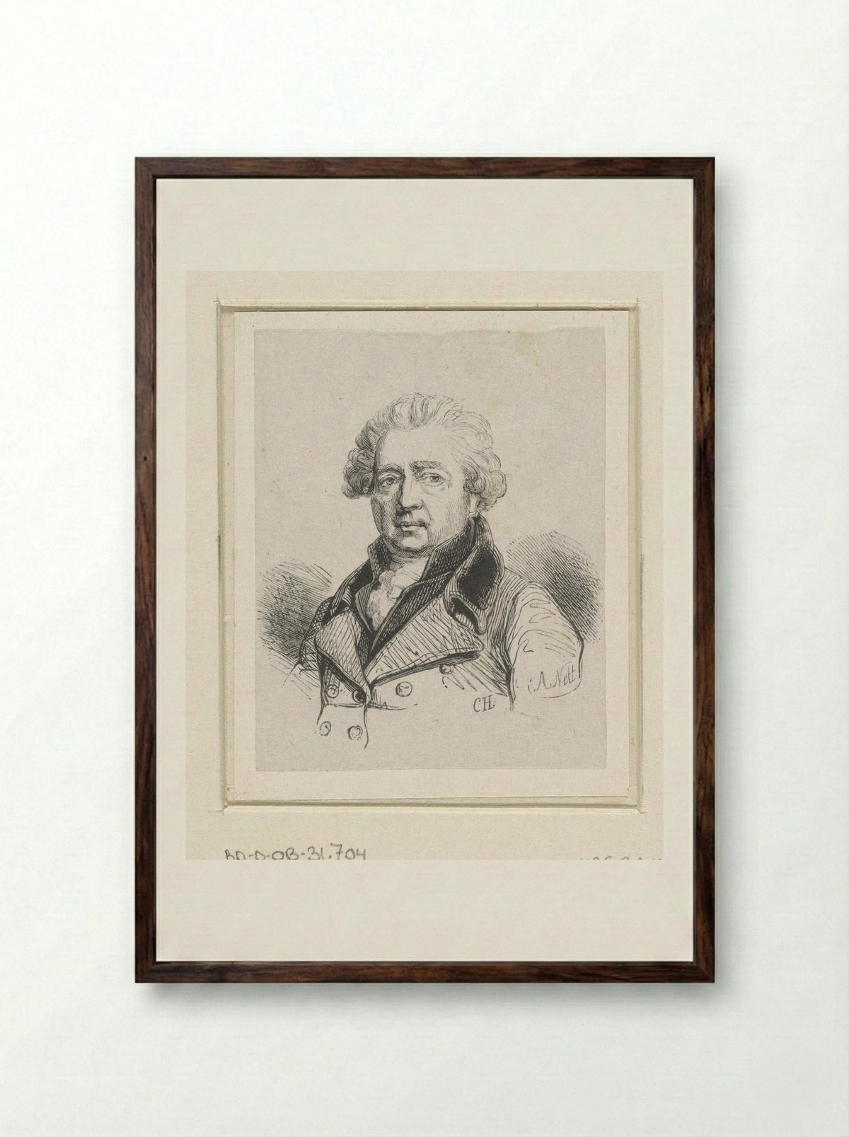 Portret van Willem Jacob Herreyns - Monogrammist CH/VA - Framed Print Dark Wood