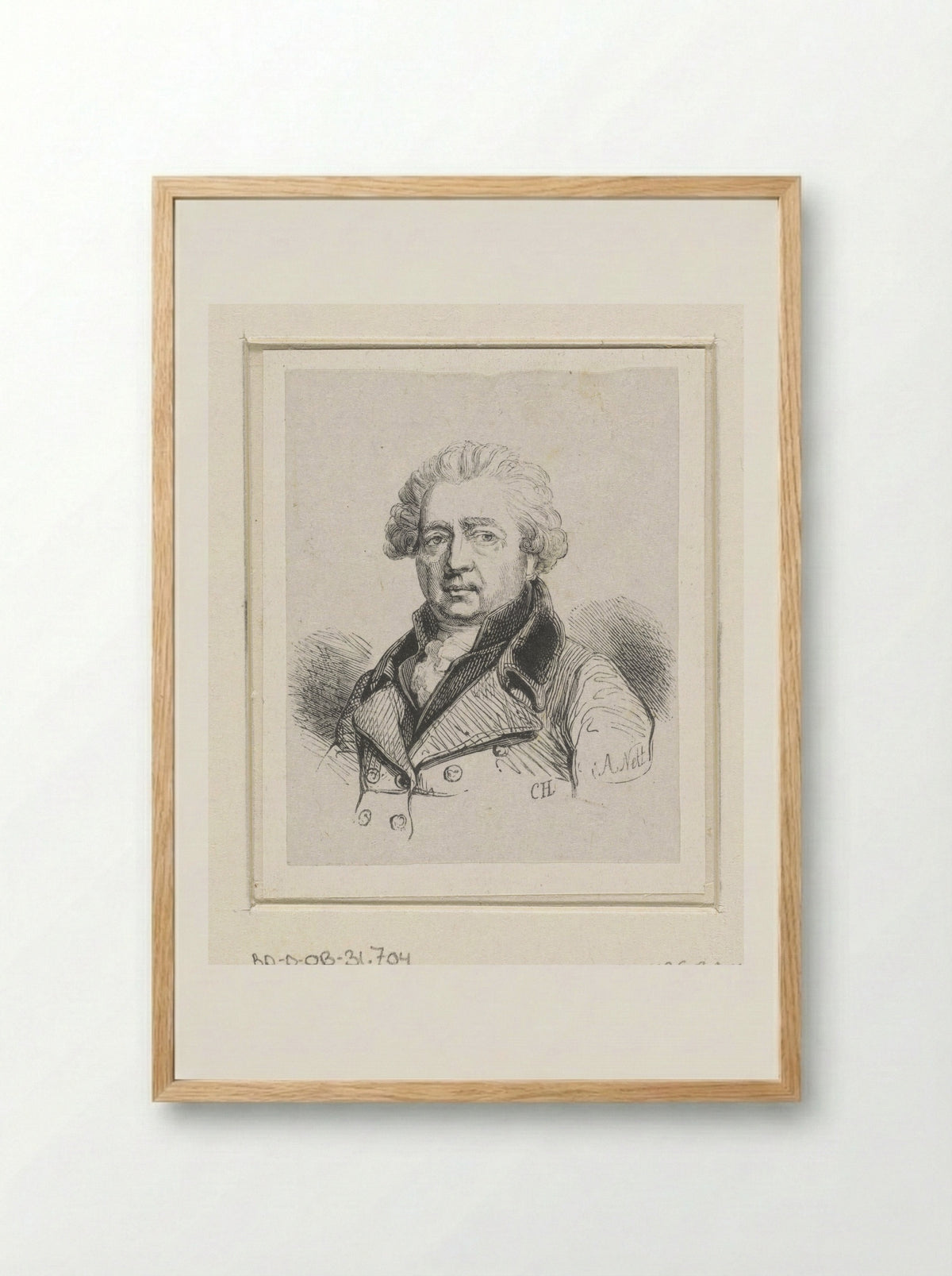 Portret van Willem Jacob Herreyns - Monogrammist CH/VA - Framed Print Wood