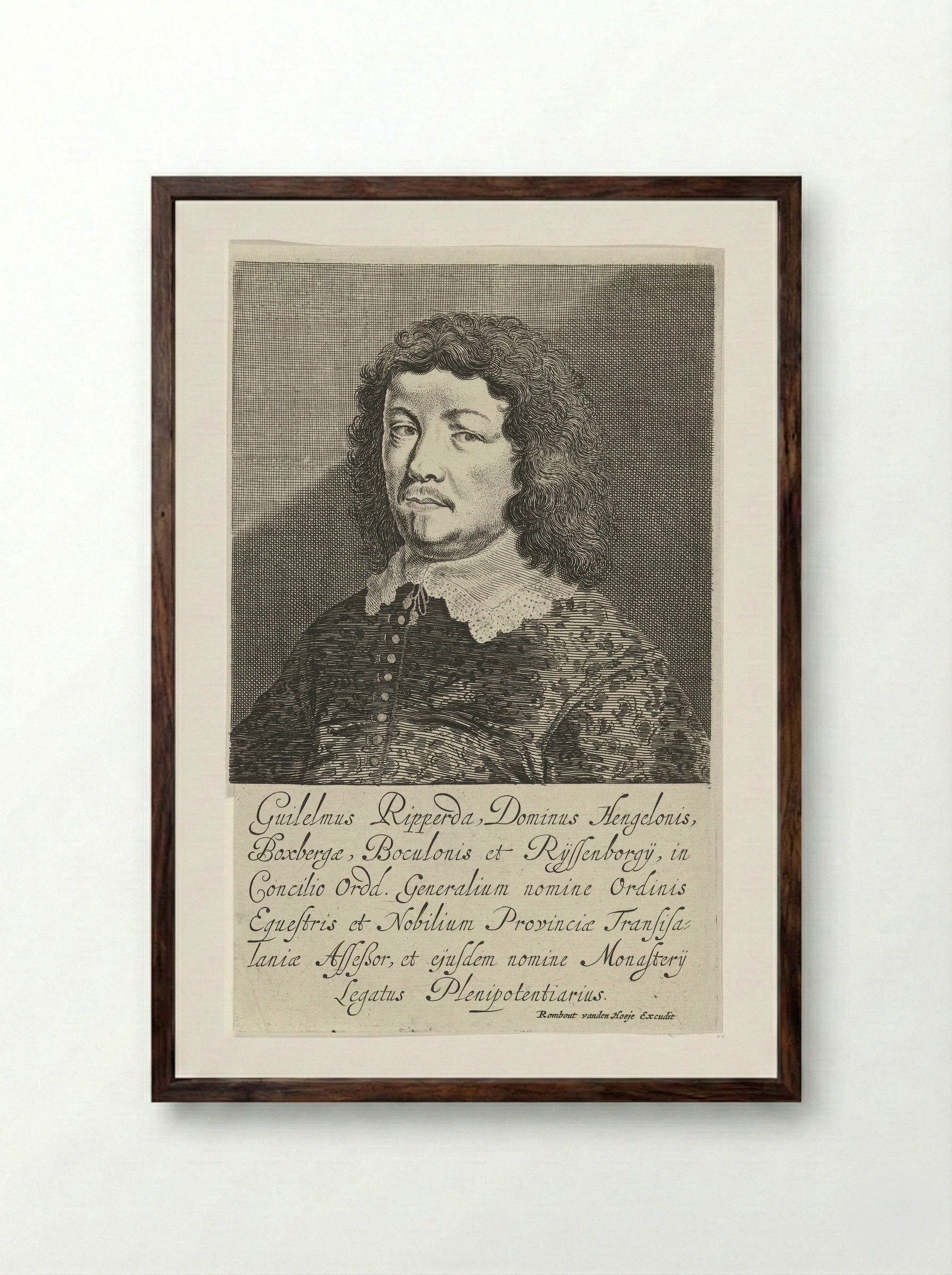 Portret van Willem van Ripperda - Pieter Nolpe - Framed Print Dark Wood