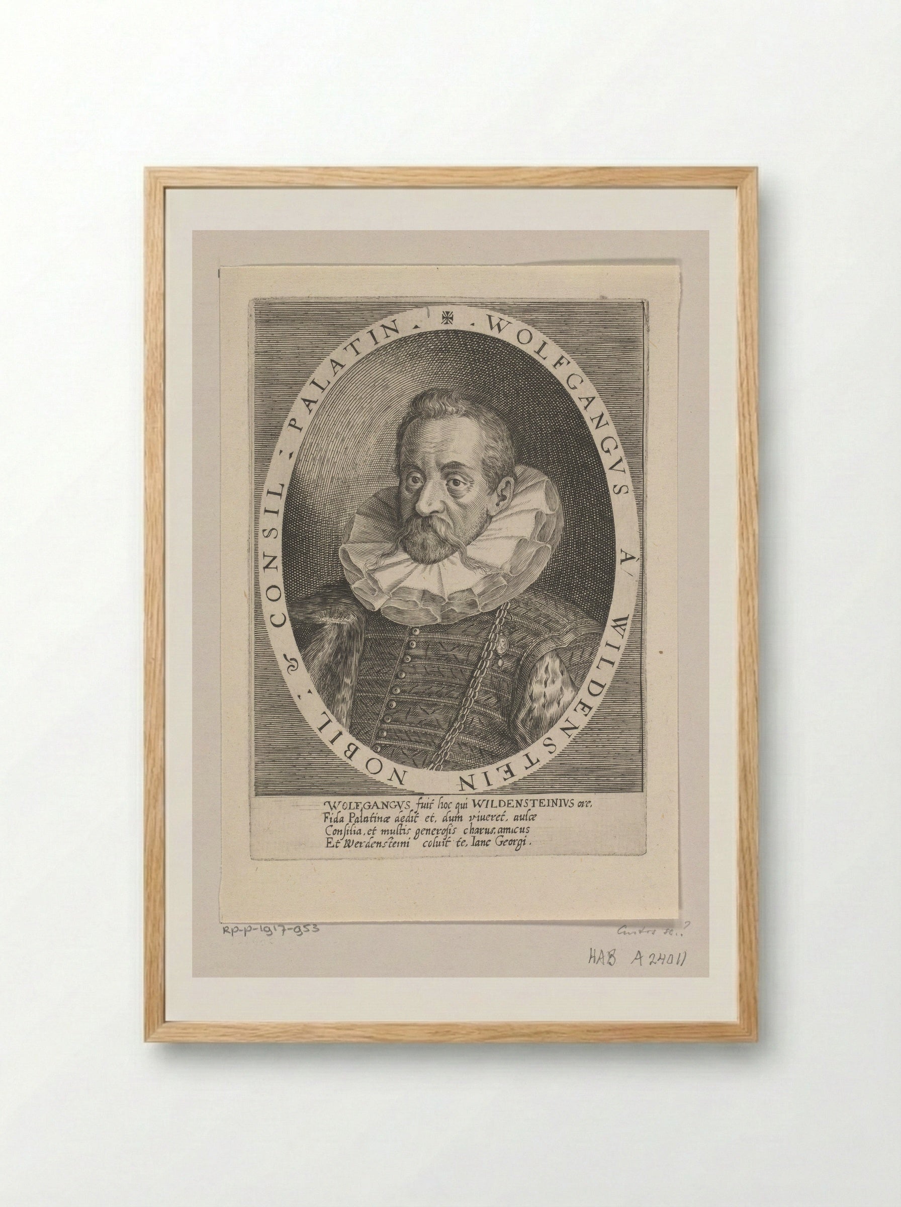 Portret van Wolfgang von Wildenstein - Dominicus Custos - Framed Print Wood