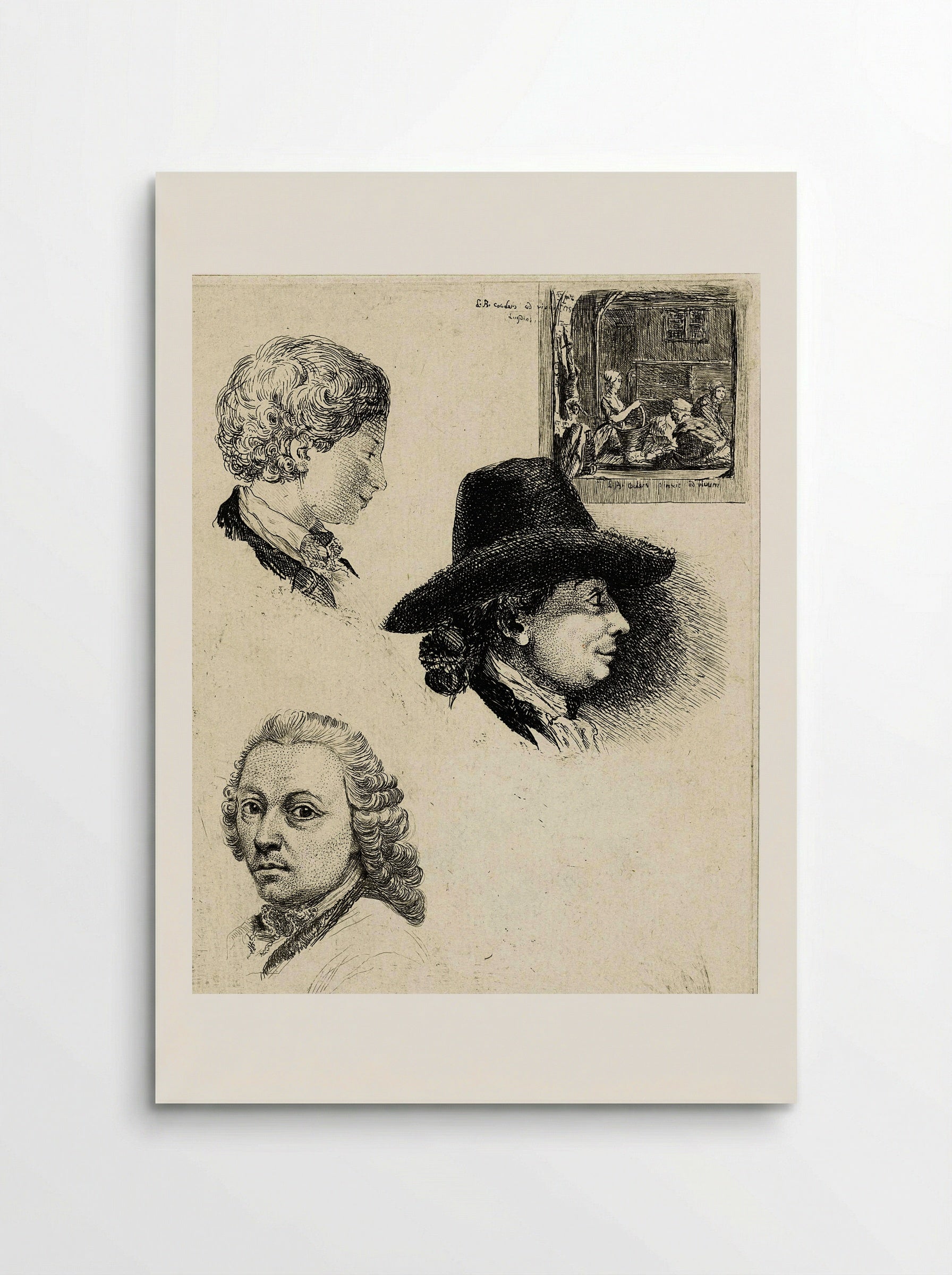Portret van de componist en etser Johan Antoni Kauclitz Colizzi - Louis Bernard Coclers - Poster