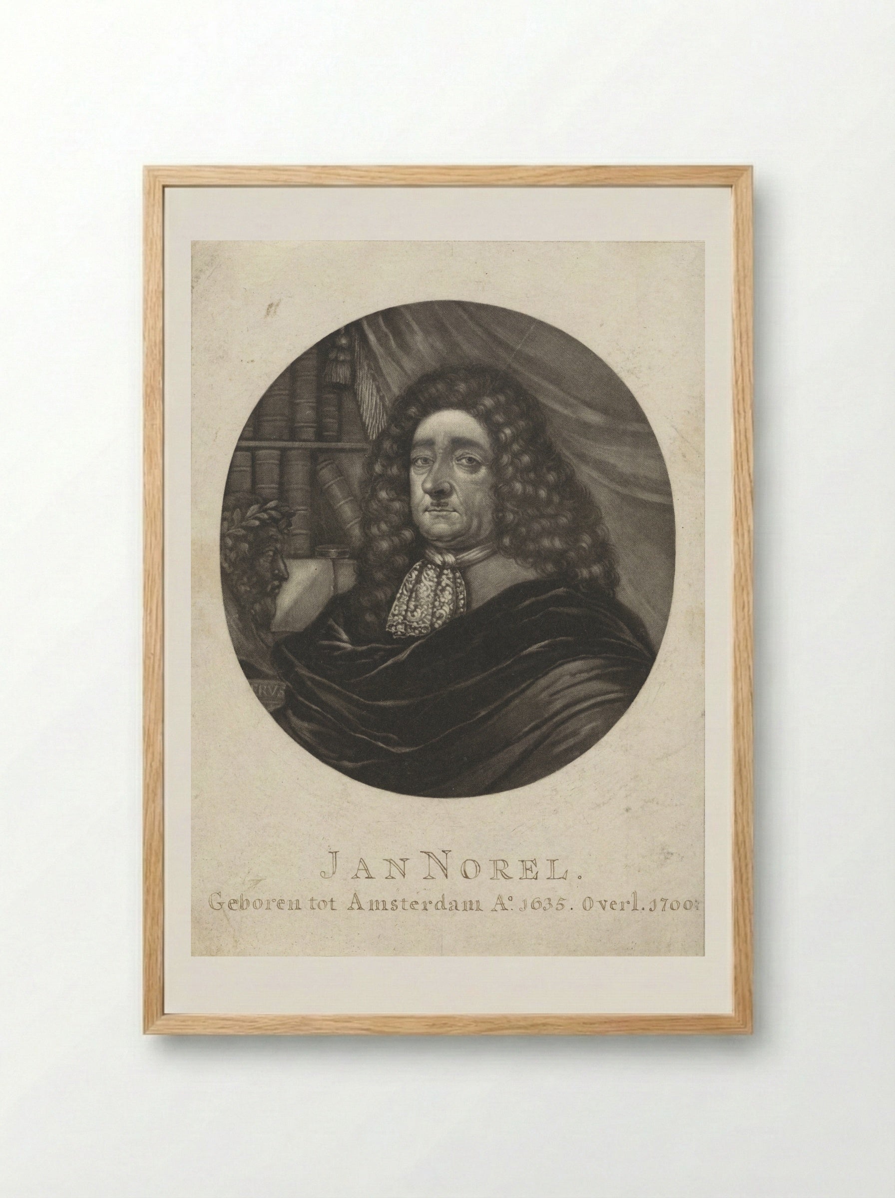 Portret van de dichter Jan Norel - Pieter Schenk (I) - Framed Print Wood