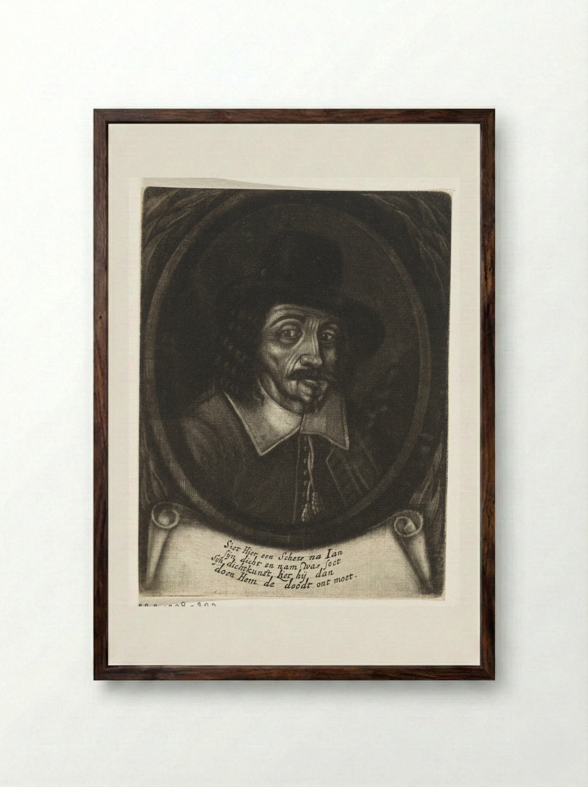 Portret van de dichter Jan Soet - Harmen de Mayer - Framed Print Dark Wood