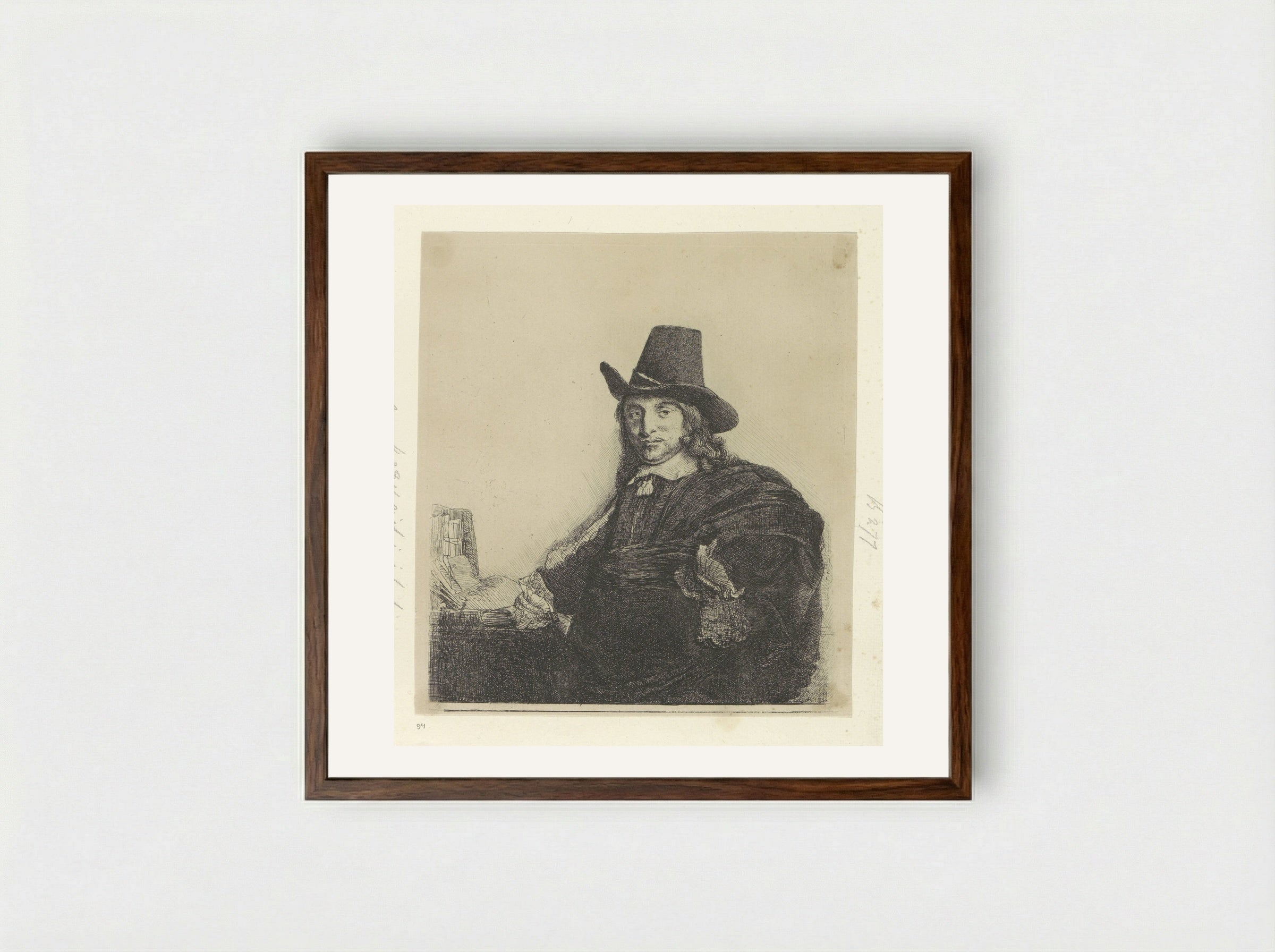 Portret van de schilder Jan Asselijn - Henry Louis Basan - Framed Print Dark Wood
