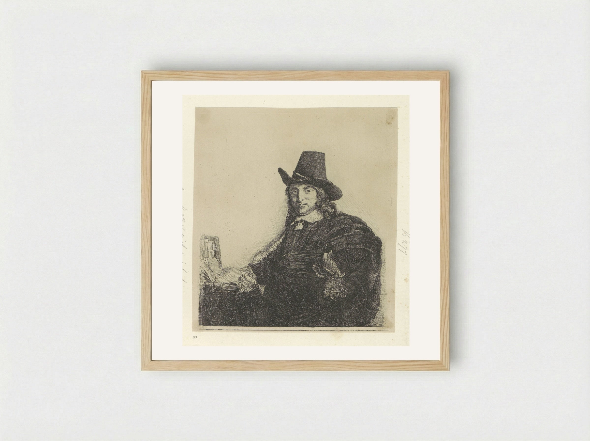 Portret van de schilder Jan Asselijn - Henry Louis Basan - Framed Print Wood