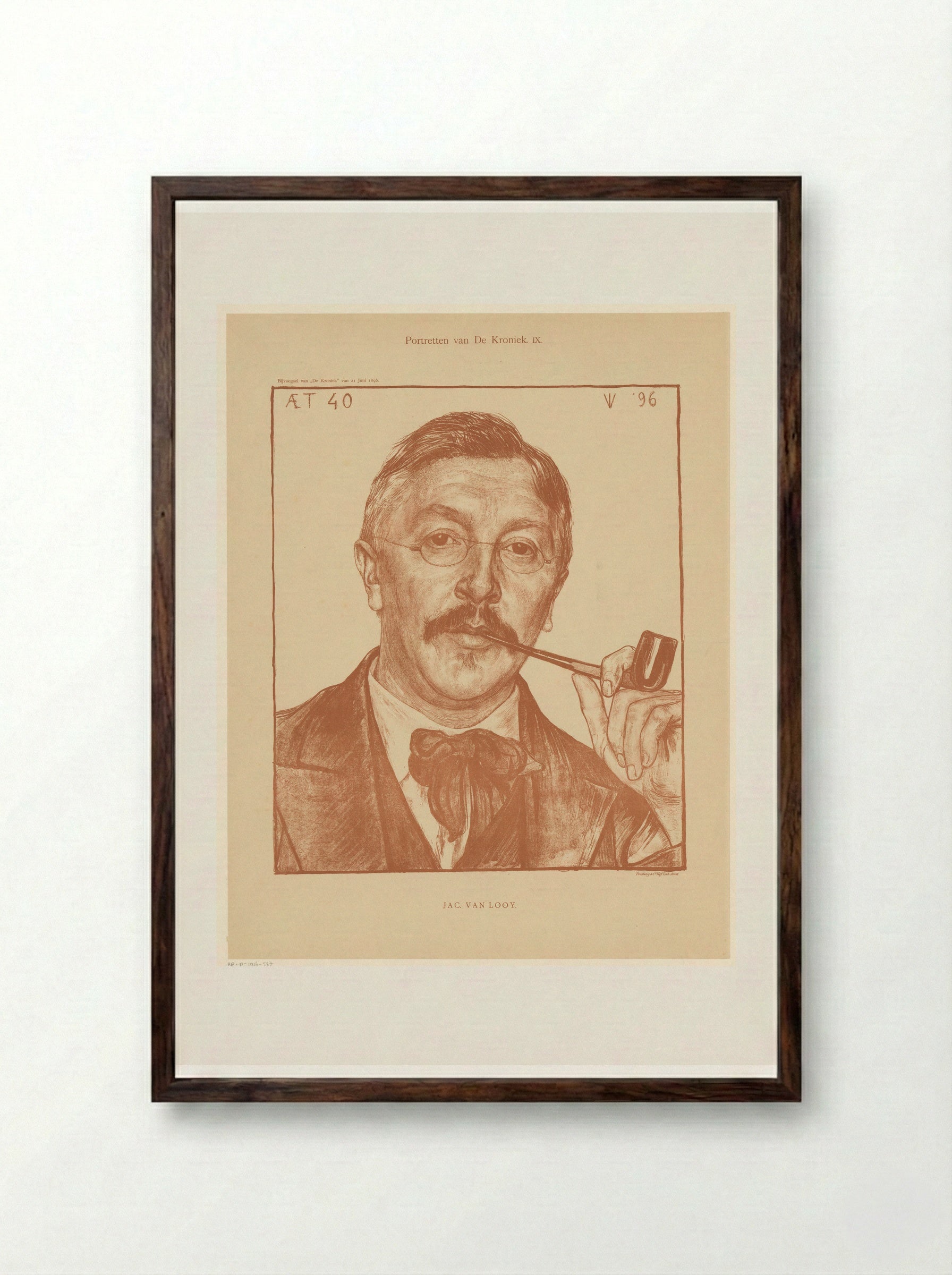 Portret van de schilder Maurits van der Valk - Jac van Looij - Framed Print Dark Wood