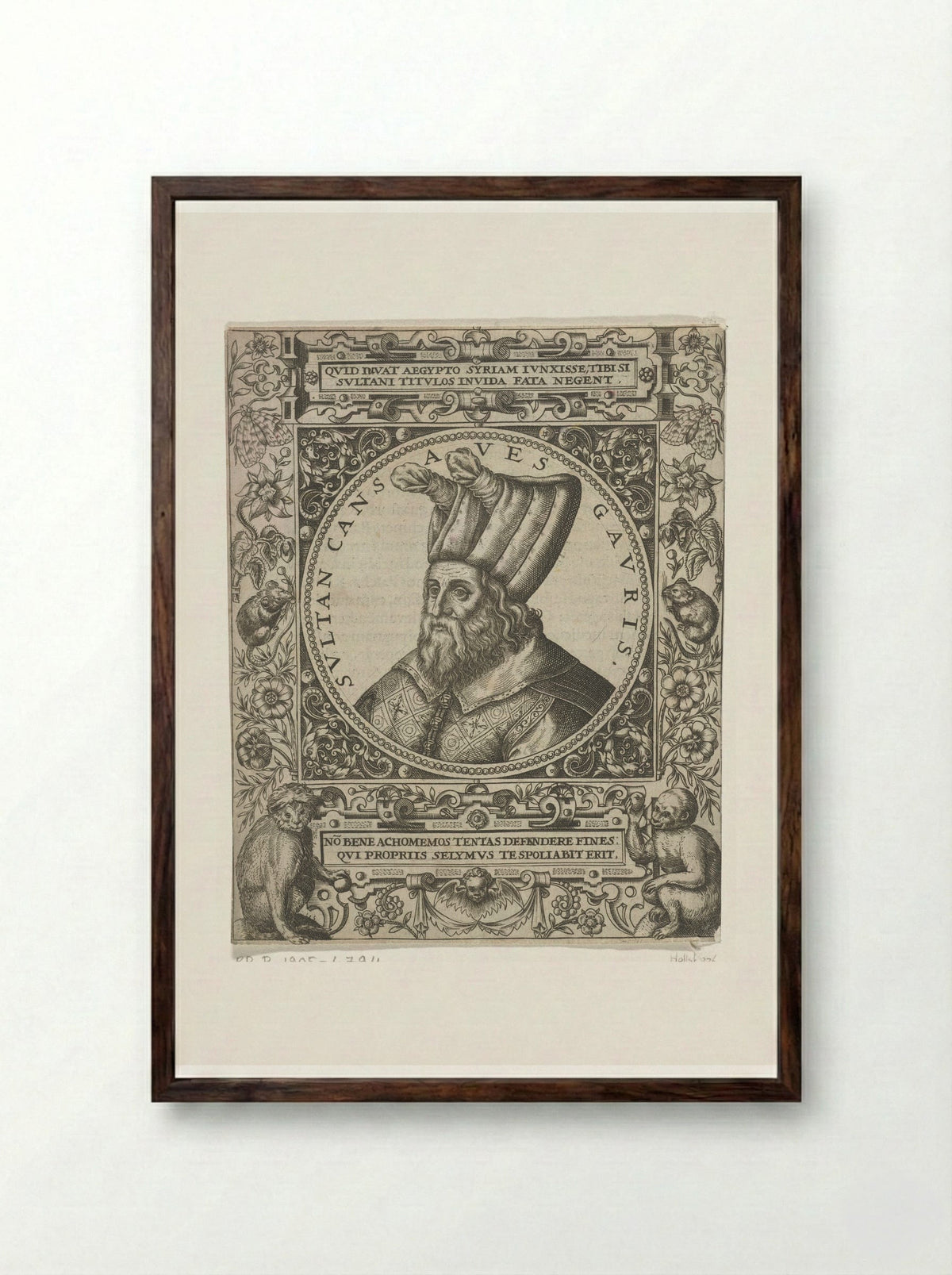 Portret van de sultan Cansaves Gauris - Theodor de Bry - Framed Print Dark Wood