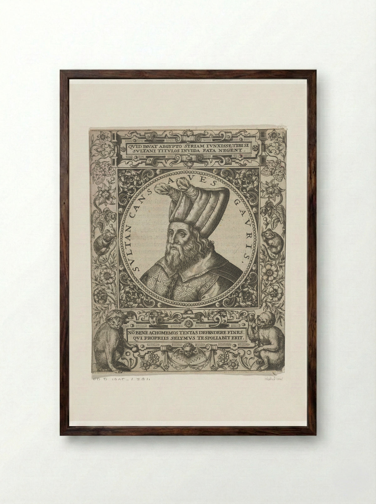 Portret van de sultan Cansaves Gauris - Theodor de Bry - Framed Print Dark Wood
