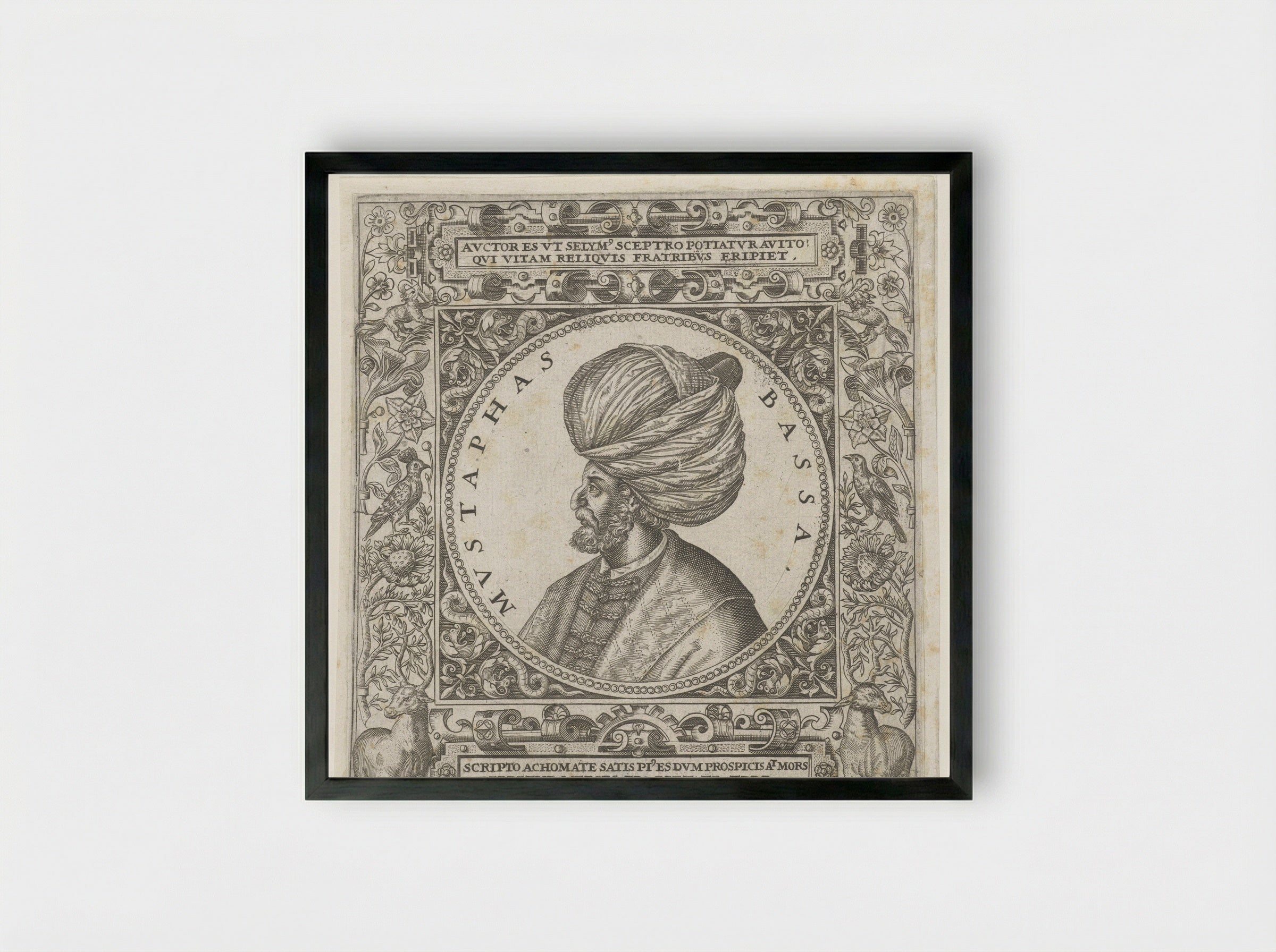 Portret van de sultan Mustafa Basha - Theodor de Bry - Framed Print Black