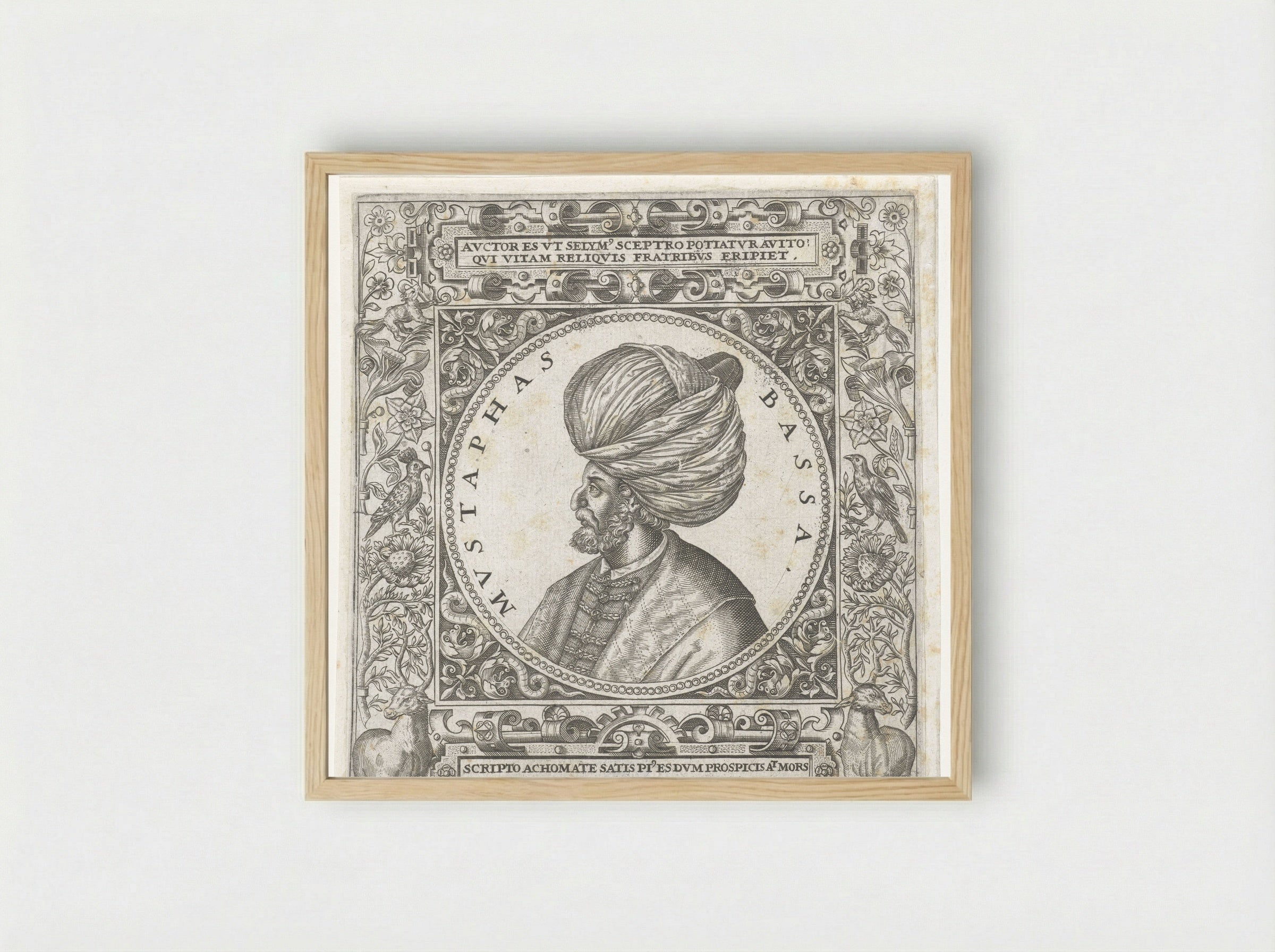 Portret van de sultan Mustafa Basha - Theodor de Bry - Framed Print Wood