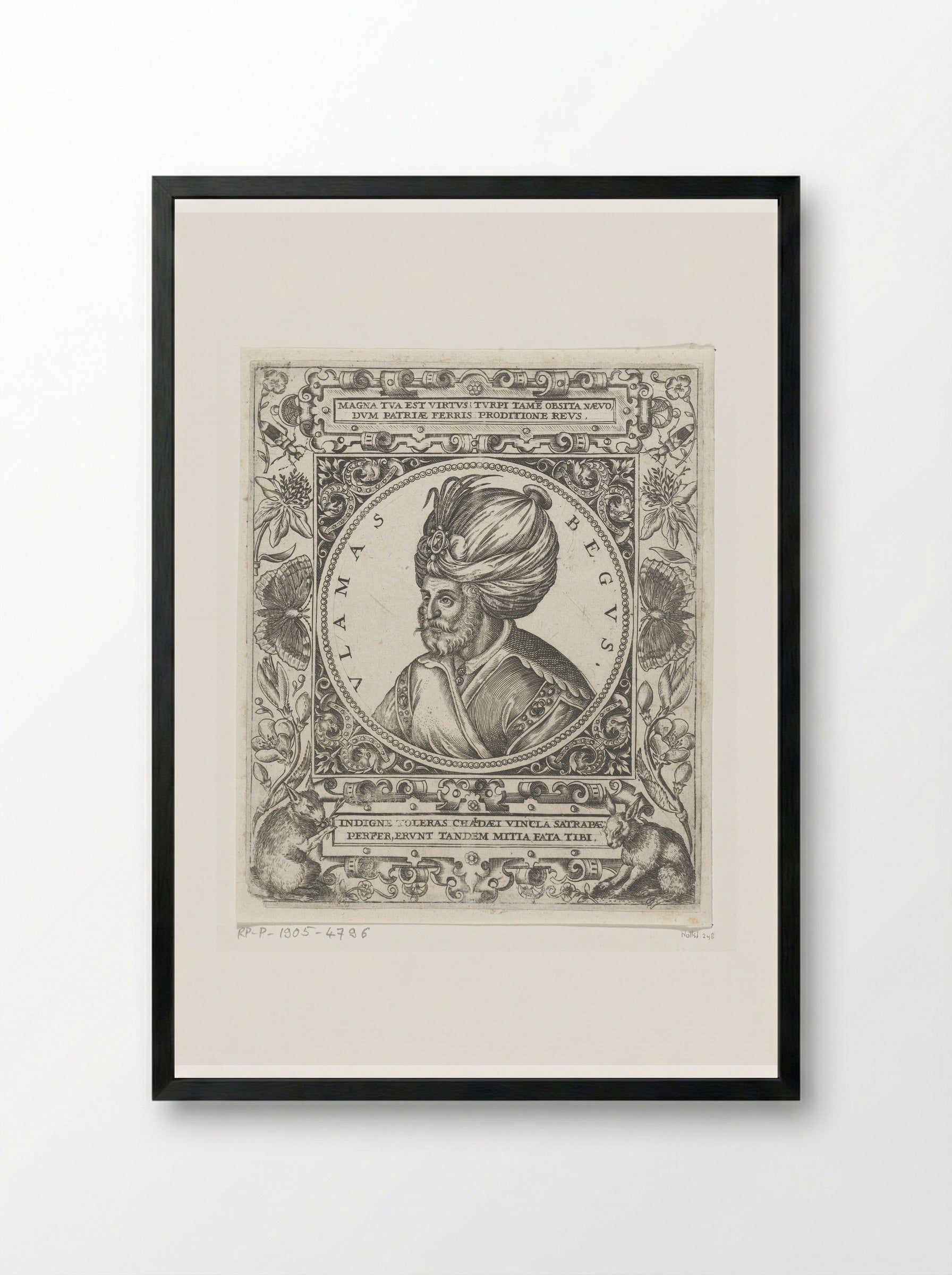 Portret van de sultan Ulamas Begus - Theodor de Bry - Framed Print Black