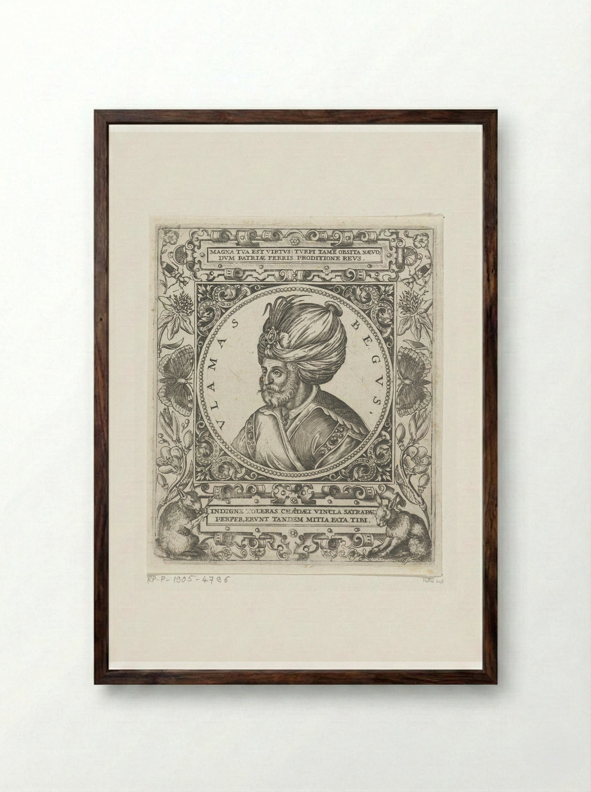Portret van de sultan Ulamas Begus - Theodor de Bry - Framed Print Dark Wood