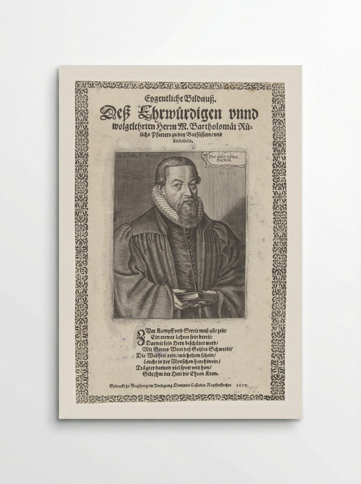 Portret van dominee Bartholomaeus Rülichs - Dominicus Custos - Poster