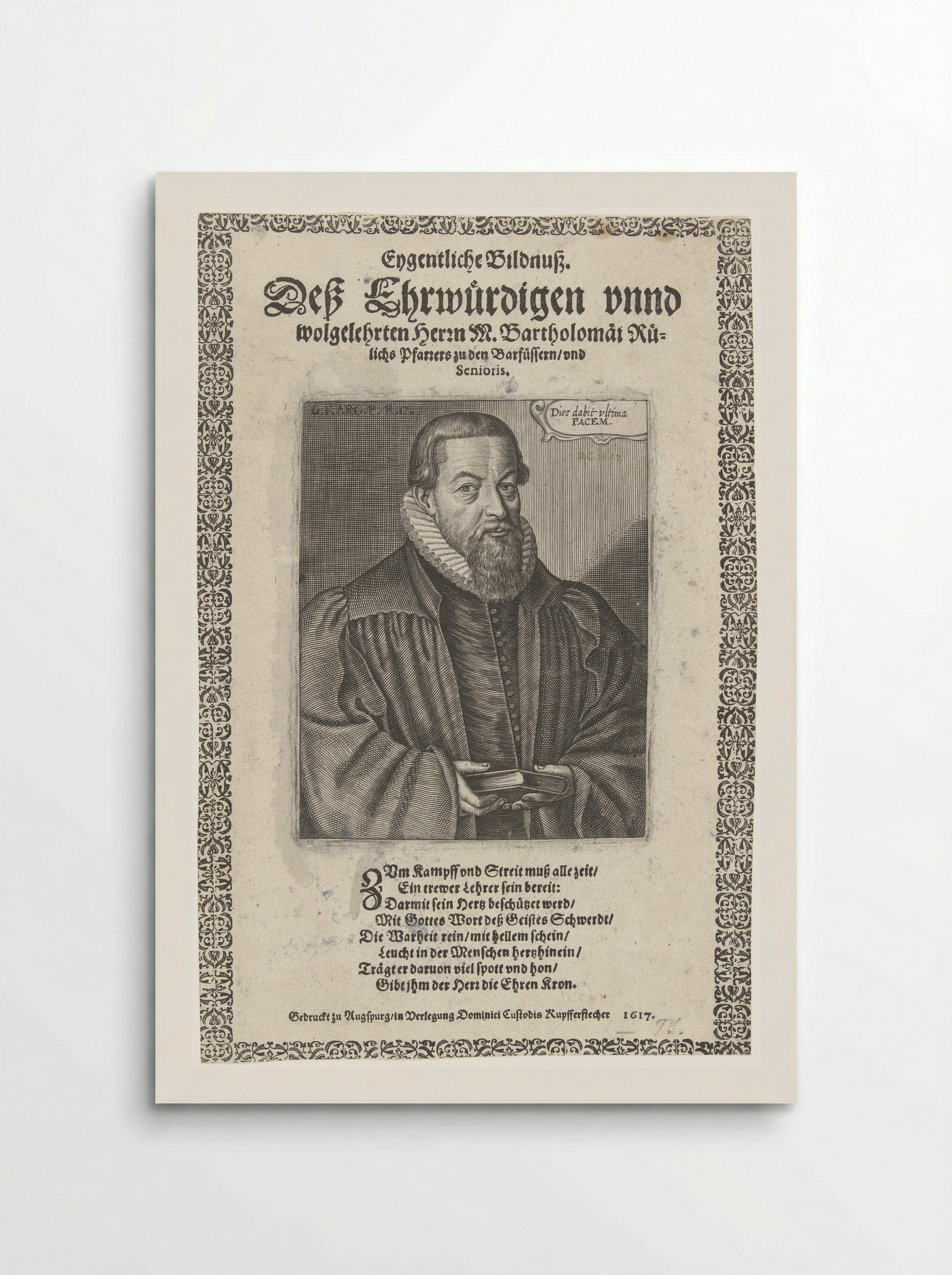 Portret van dominee Bartholomaeus Rülichs - Dominicus Custos - Poster
