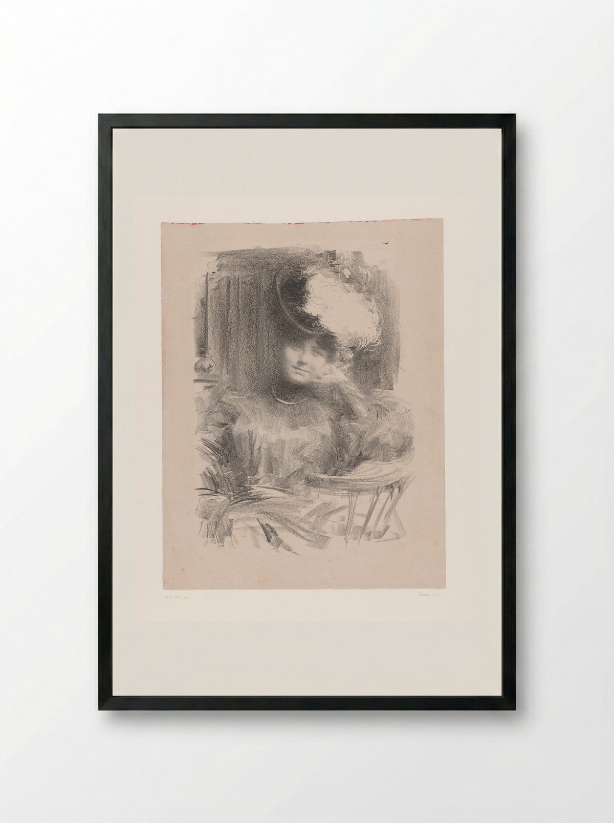 Portret van een dame met hoed - Charles Lucien Léandre - Framed Print Black