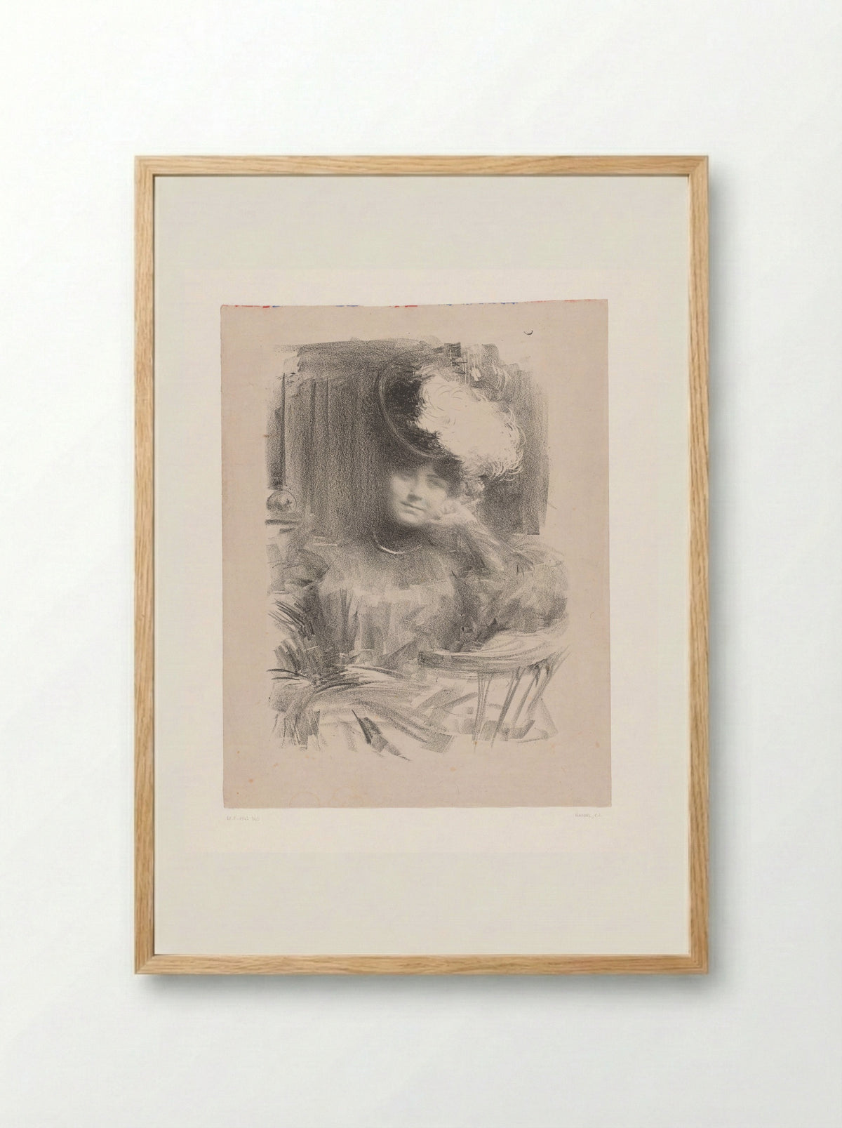 Portret van een dame met hoed - Charles Lucien Léandre - Framed Print Wood
