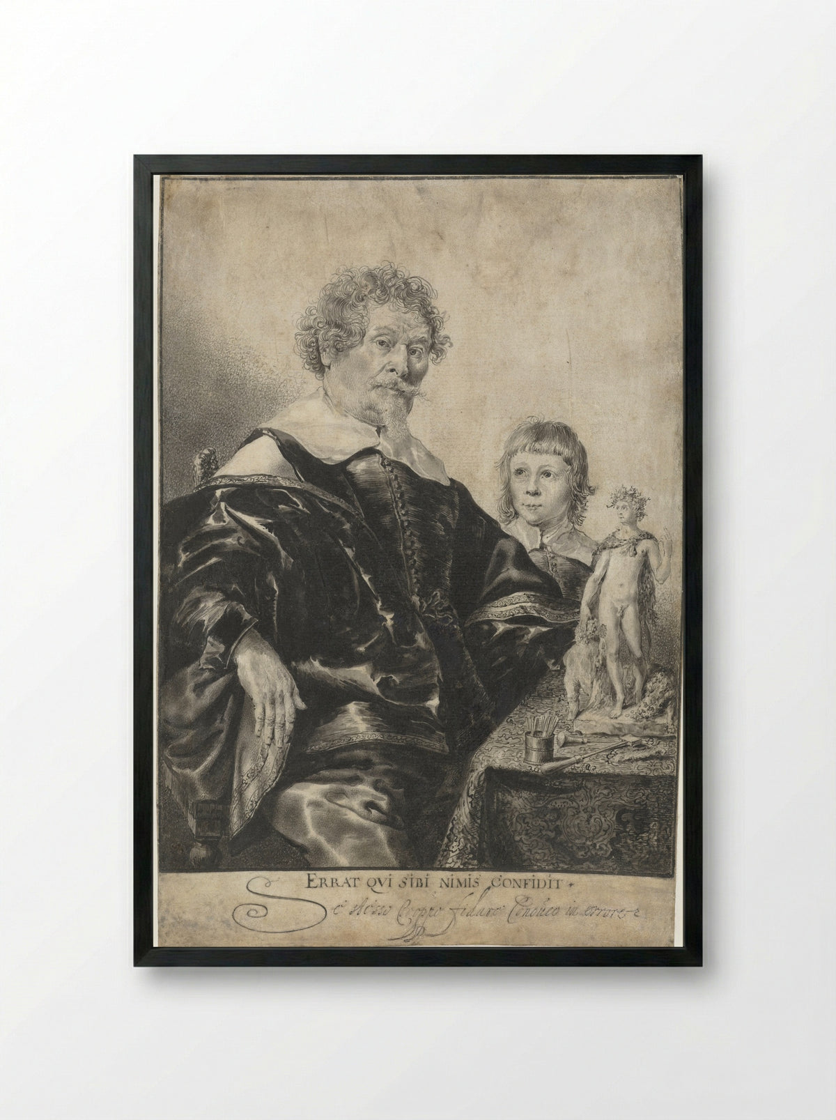 Portret van een edelsmid met zijn zoon - Pieter Rottermondt - Framed Print Black