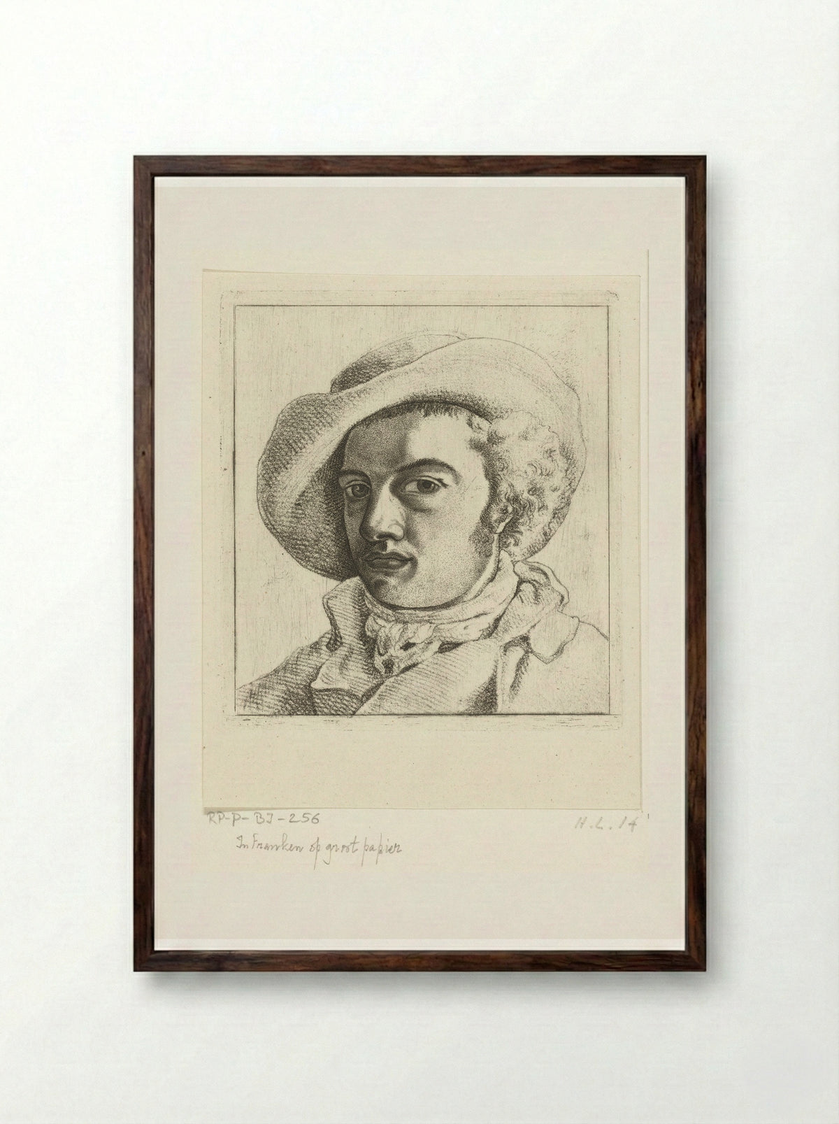 Portret van een jonge man met hoed - Ernst Willem Jan Bagelaar - Framed Print Dark Wood