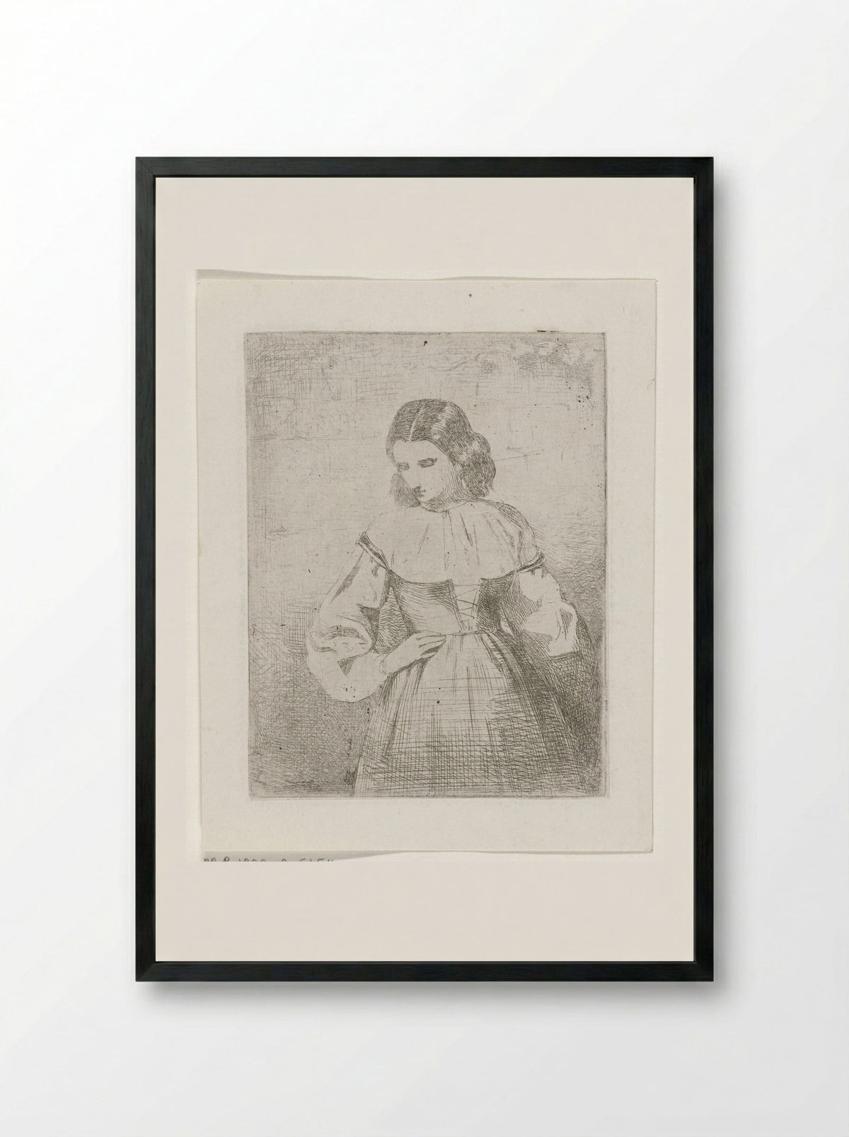 Portret van een jonge vrouw - Philippus Anthonius Alexander Kanne - Framed Print Black