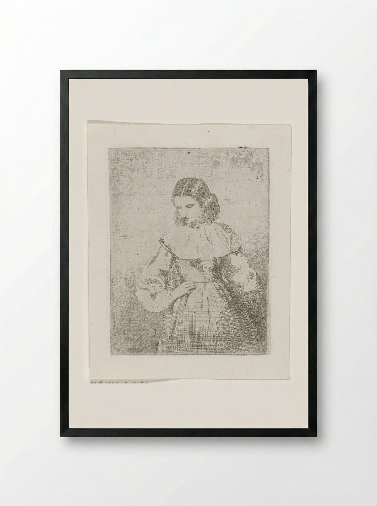 Portret van een jonge vrouw - Philippus Anthonius Alexander Kanne - Framed Print Black